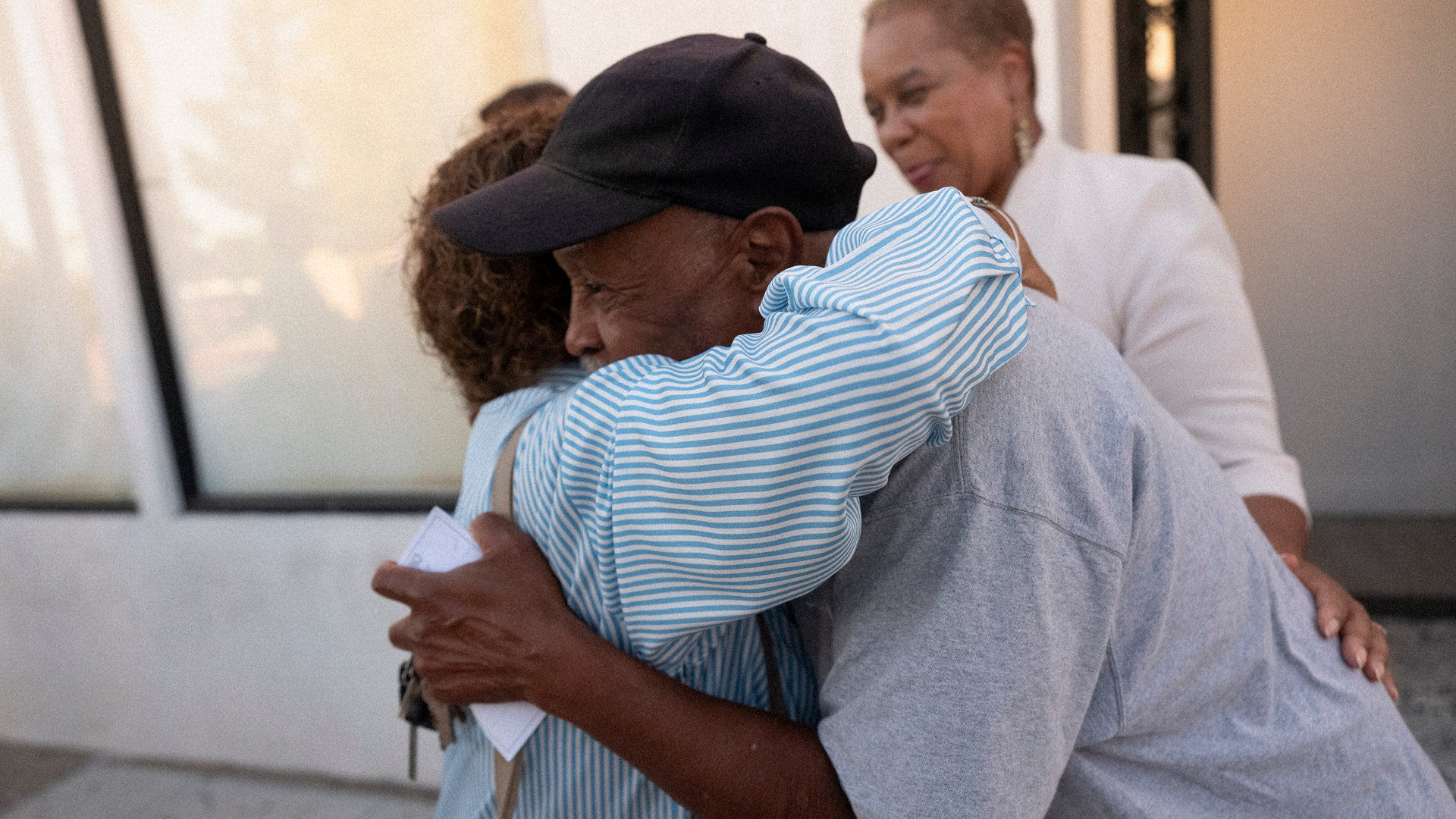 Two people embracing