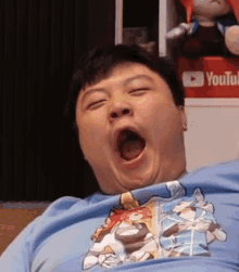 A man yawning