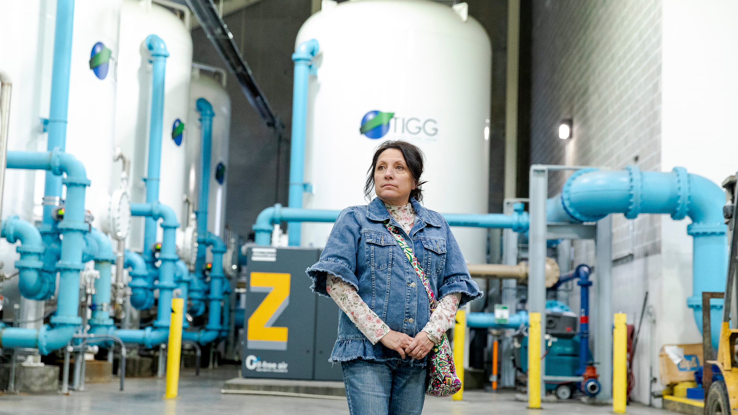 A Hannibal resident standing inside the water treatment plant