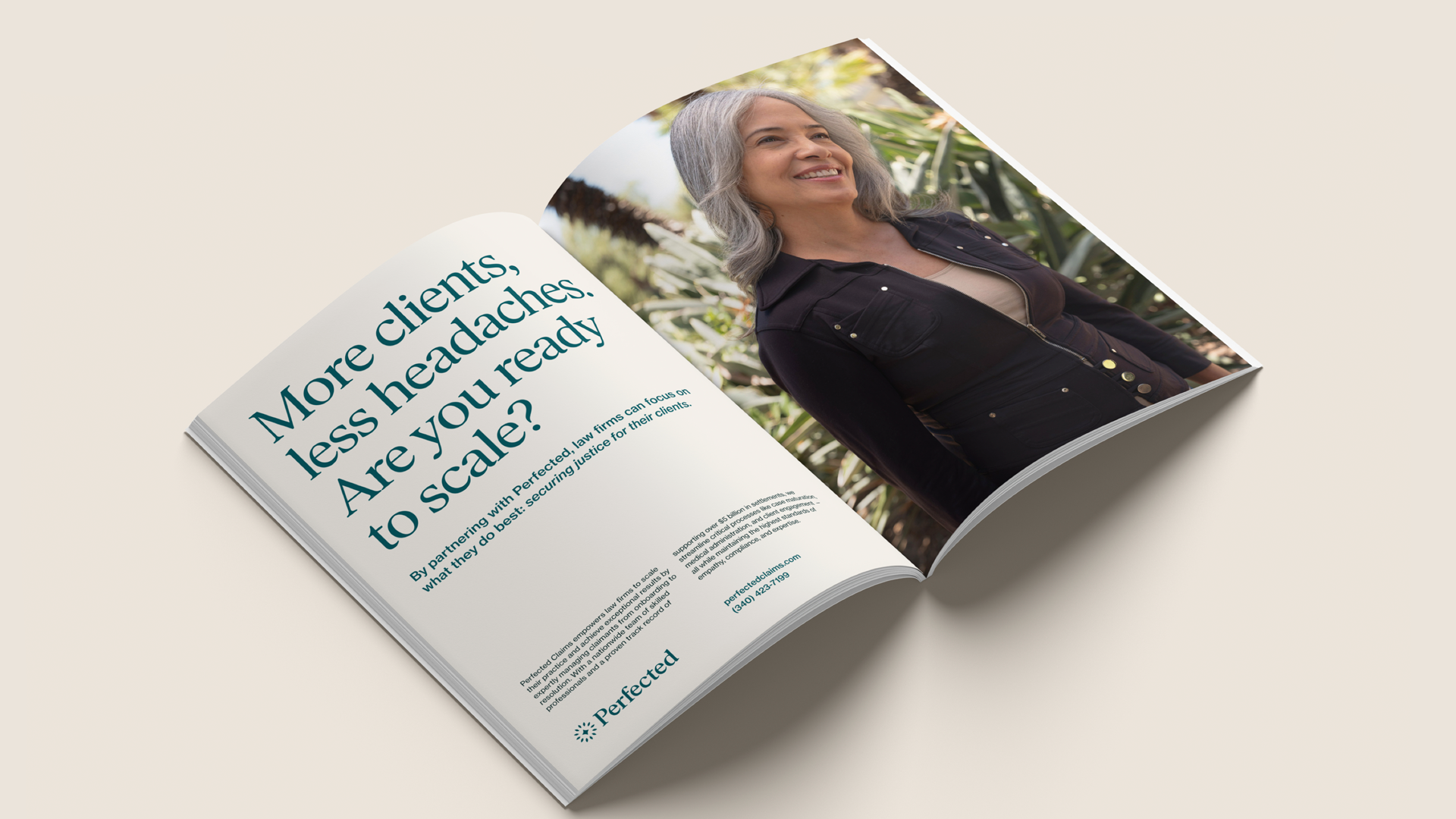 Perfected magazine spread: More clients, less headaches. Are you ready to scale?