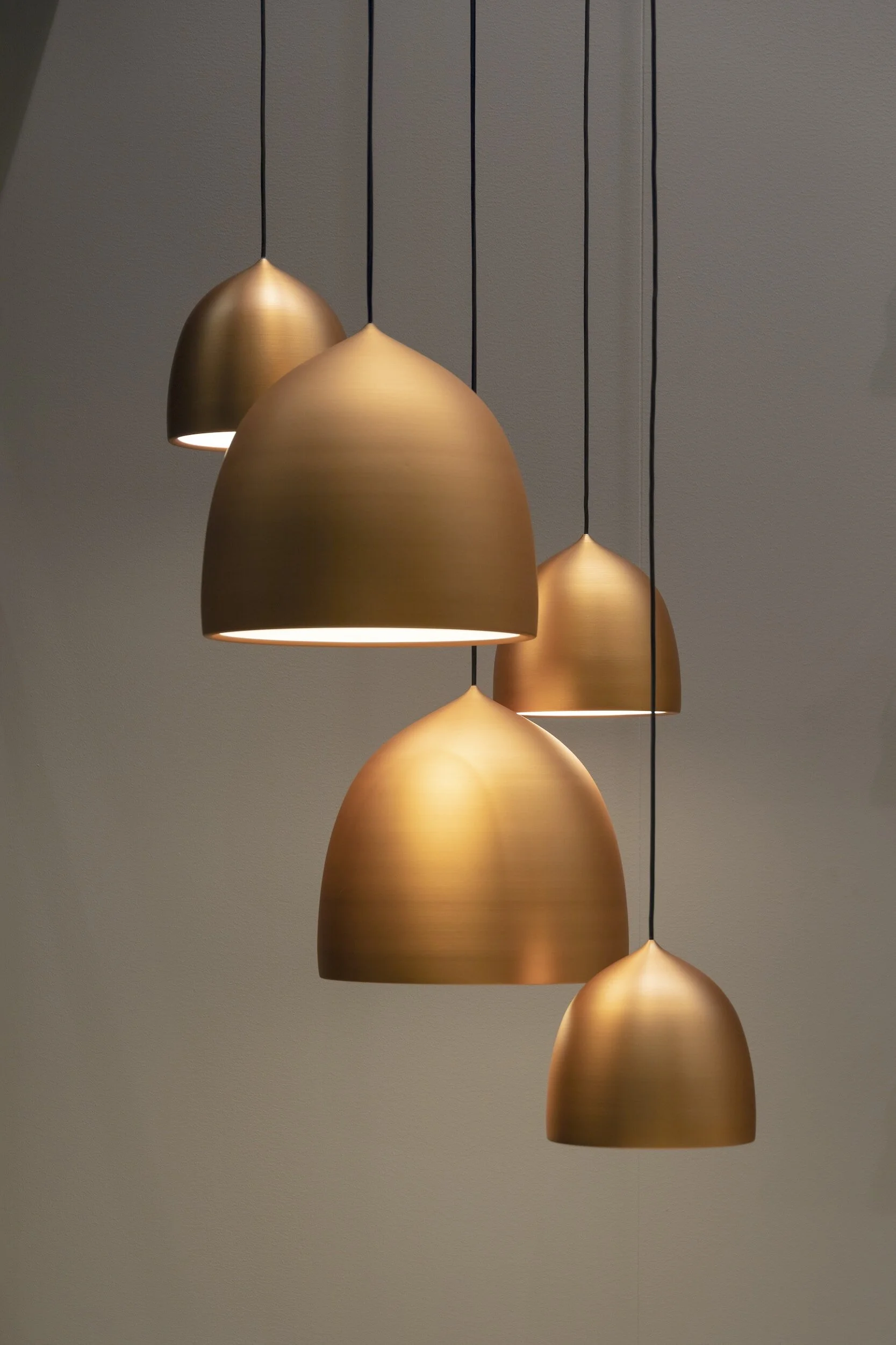 copper lights hanging down