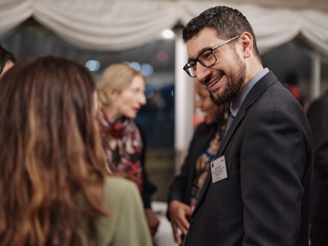 Guests networking at a bespoke public sector drinks reception