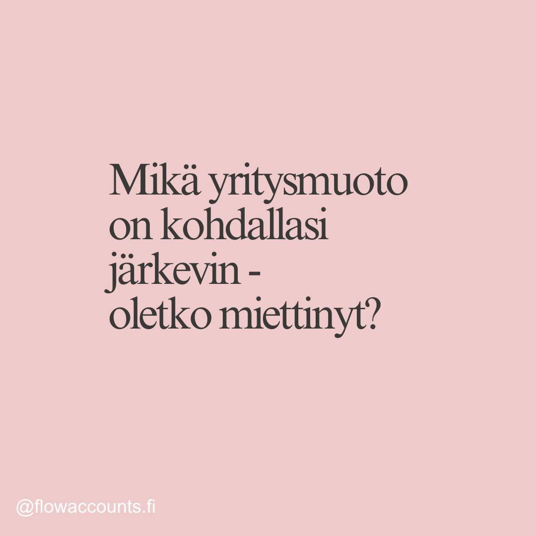 Mik&auml; yritysmuoto on kohdallasi j&auml;rkevin - oletko miettinyt?

Yrityst&auml; perustettaessa kannattaa tarkkaan mietti&auml;, mink&auml; yritysmuodon valitsee.

Yritysmuodoissa on jonkin verran eroja siin&auml;, mit&auml; verotuksessa voi v&au