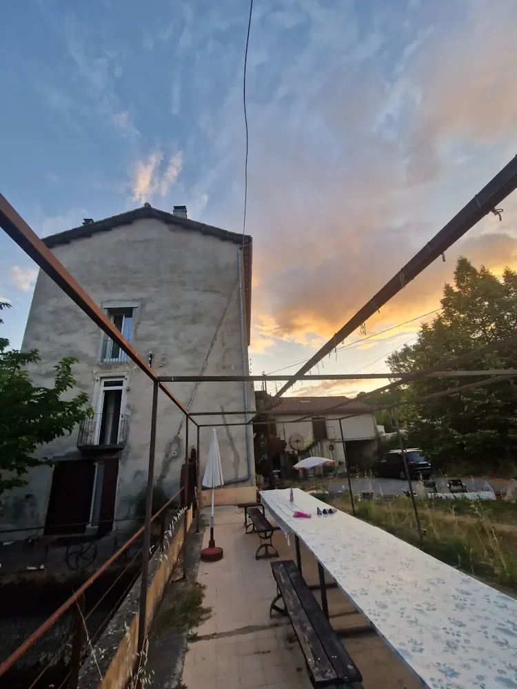MOrning skies above the outdoor table