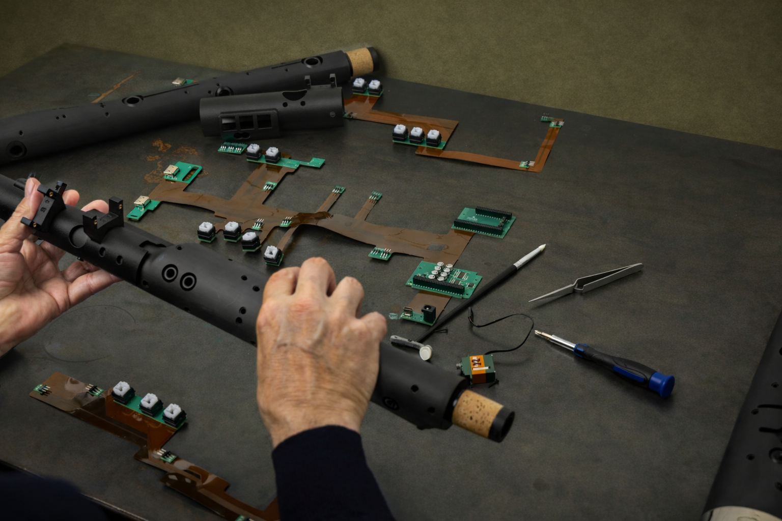 Densoon woodwind instrument being assembled for music education