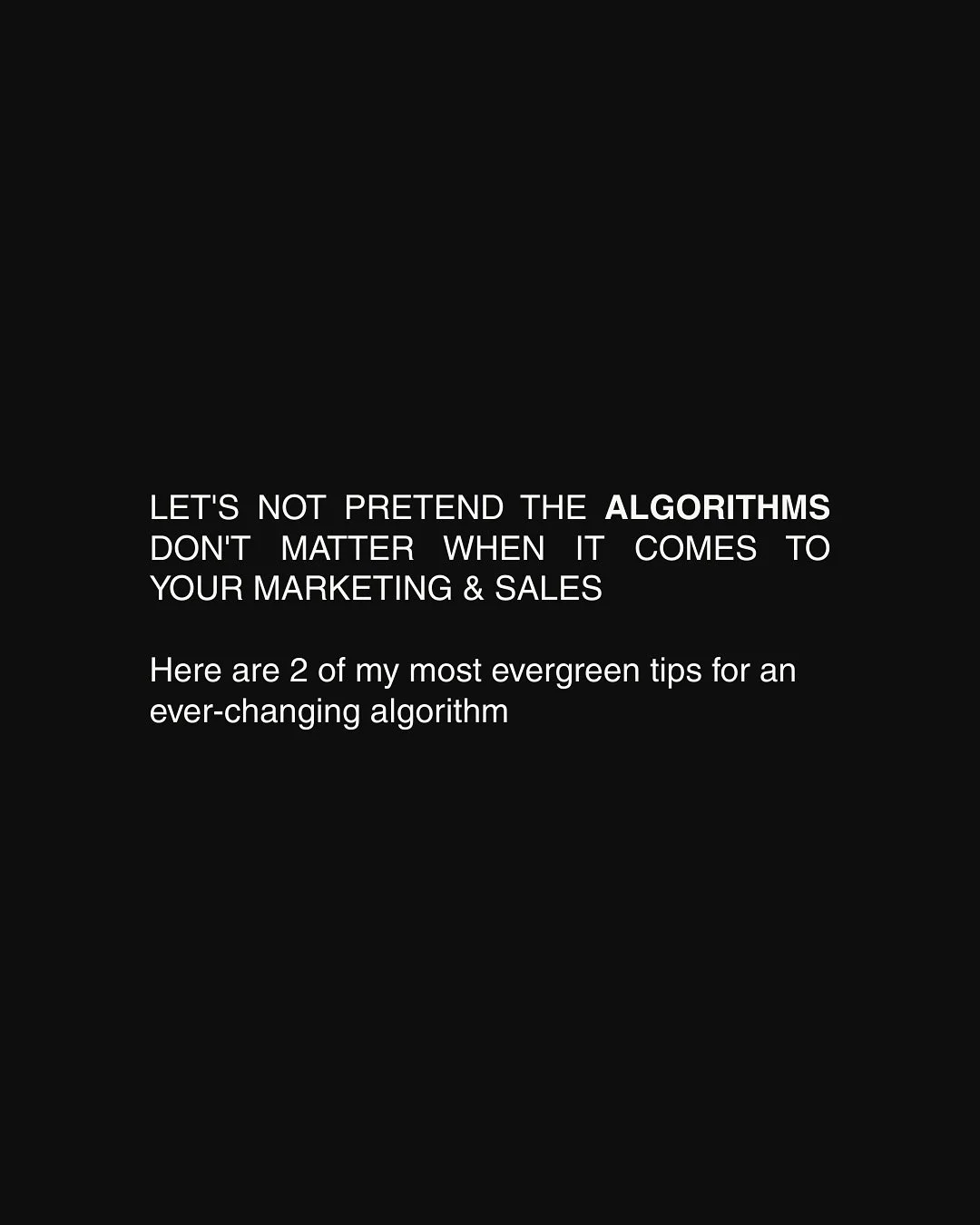 The algorithm is NOT broken
And it&rsquo;s not against you

It&rsquo;s dynamic, and always changing
But that doesn&rsquo;t mean it&rsquo;s out of your control

I like to think about the algorithm the same way I think about money:
👉🏼 It&rsquo;s neut