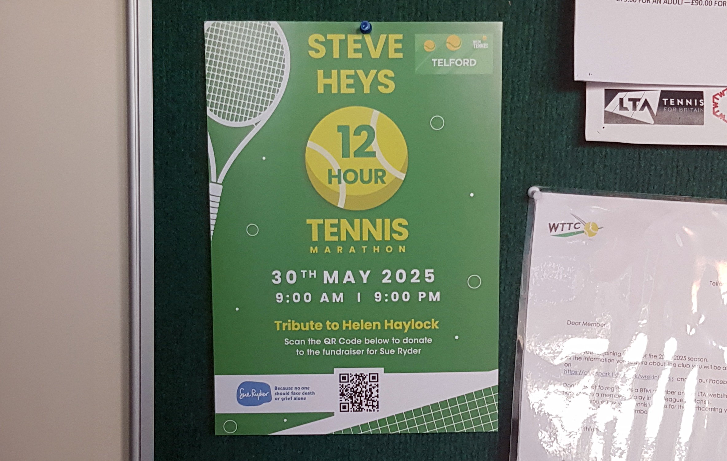 Tennis Marathon Fundraiser A3 Poster Displayed