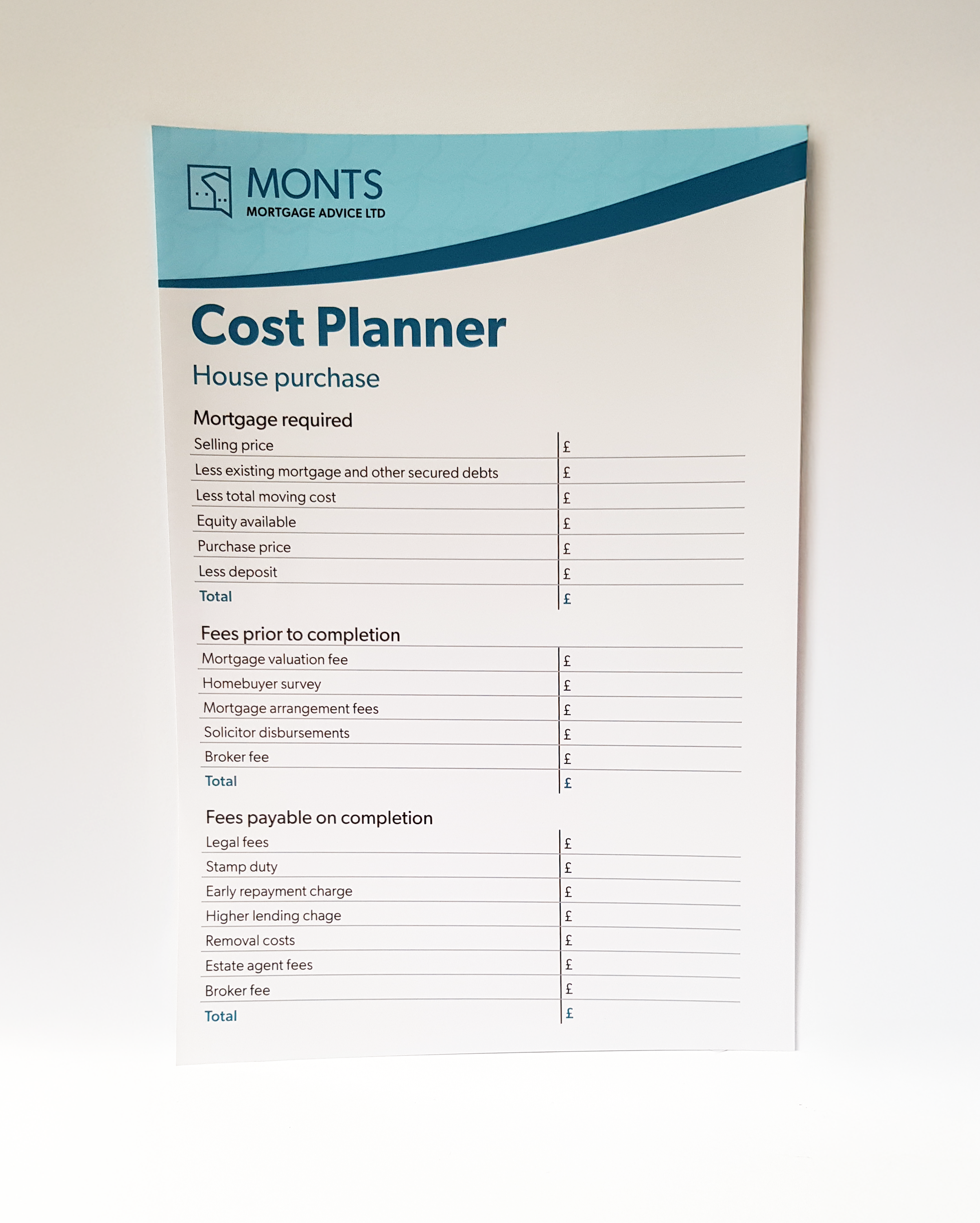 Monts Mortgage Advice Ltd Cost Planner Letter Template