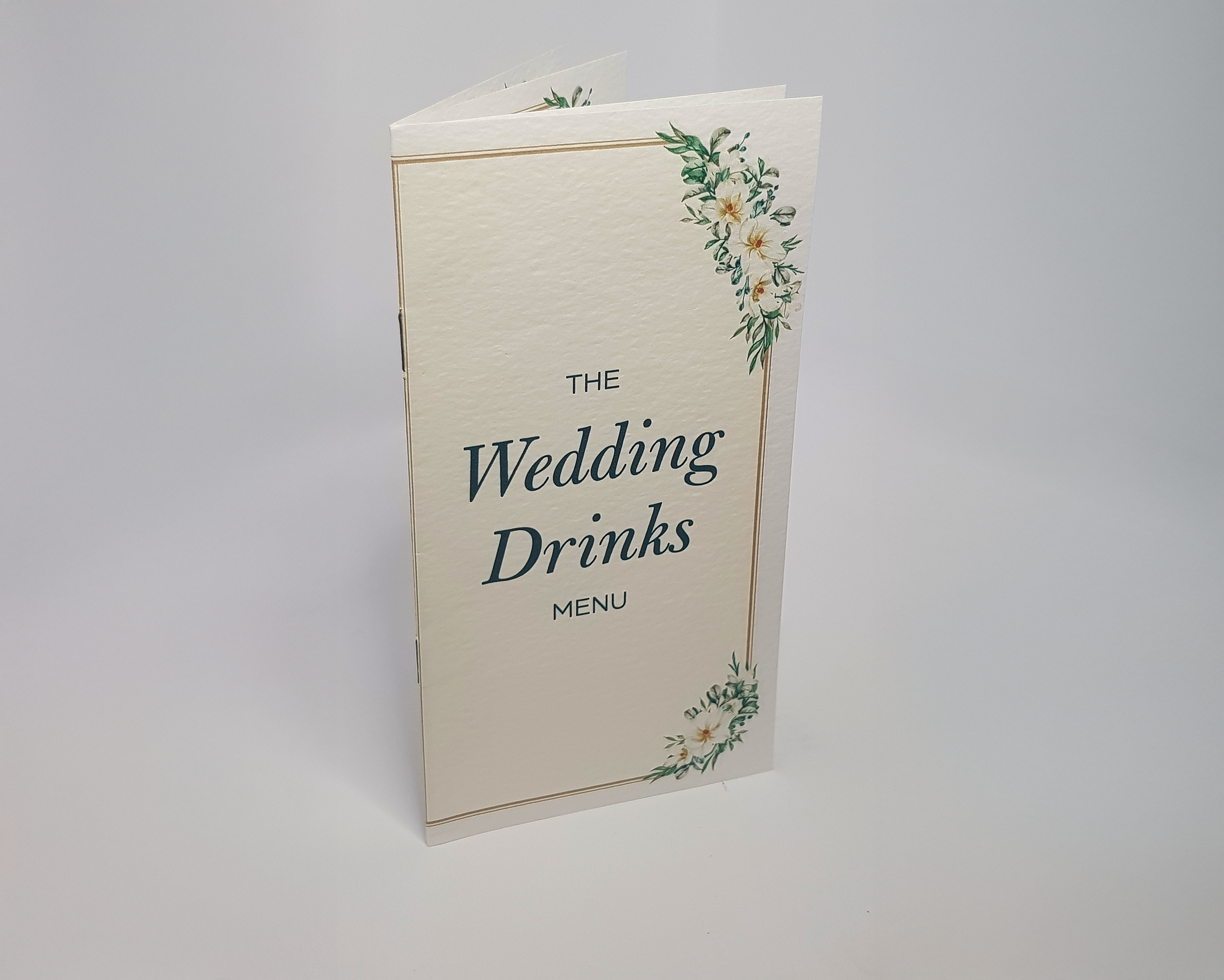 W&S Wedding Stationery 4 x 8 inch drinks menu