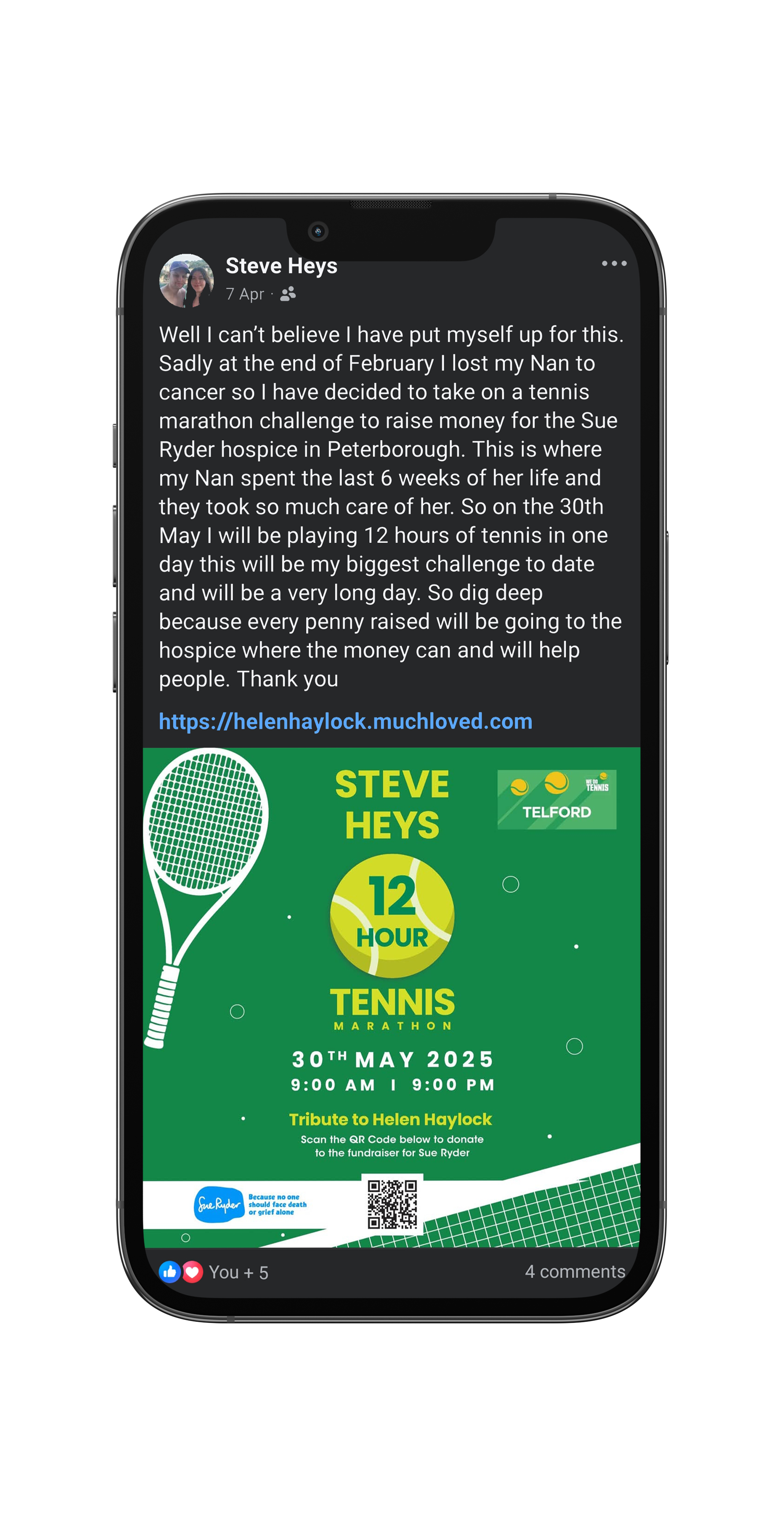 Tennis Marathon Fundraiser Facebook post 2