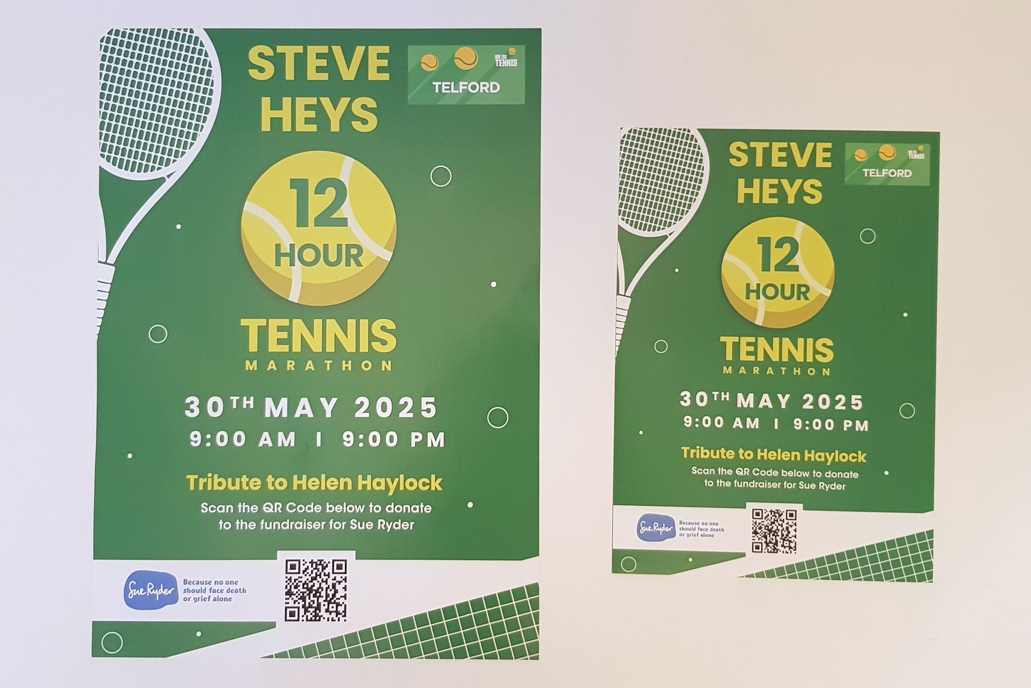 Tennis Marathon Fundraiser A3 and A5 Posters