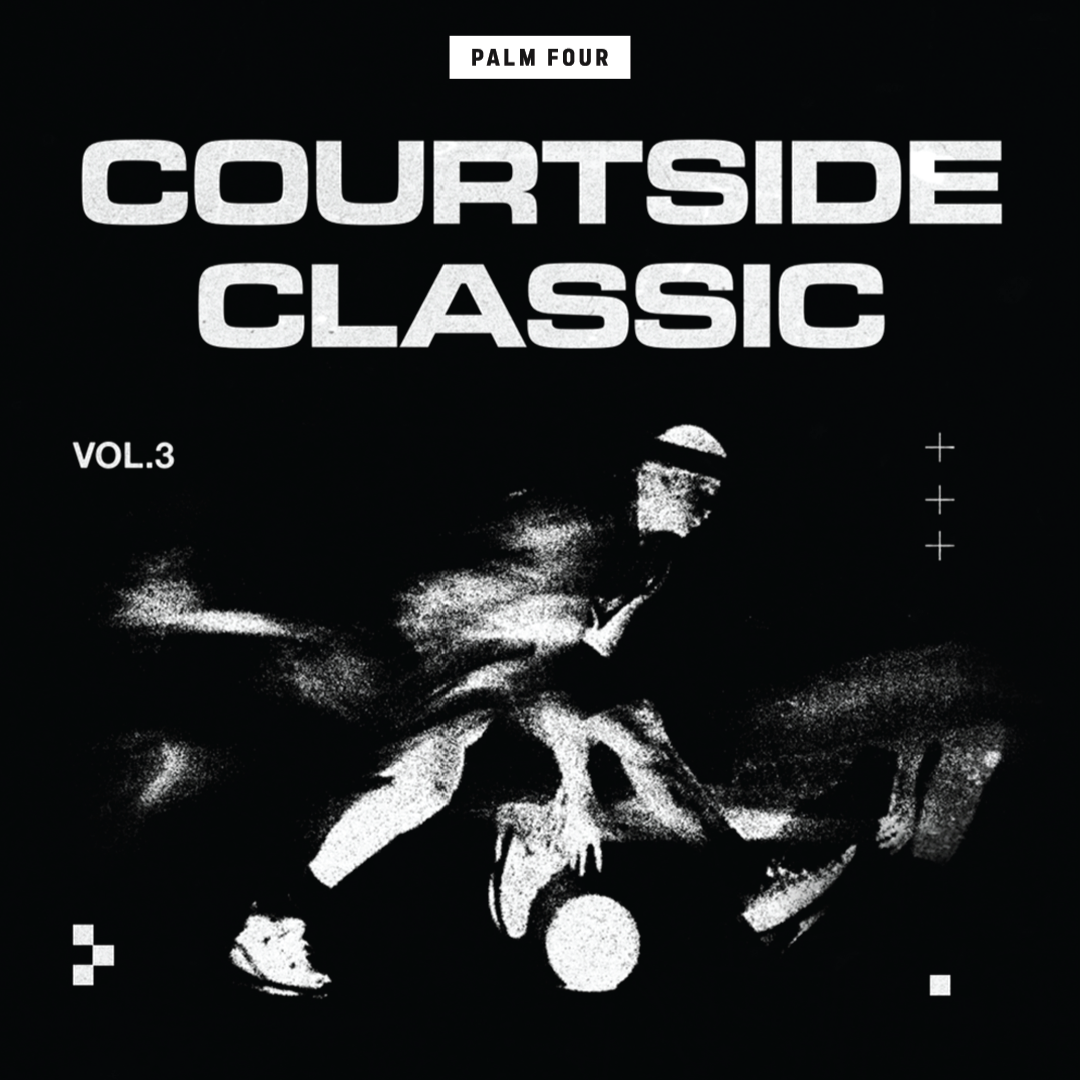 Black and white poster for Courtside Classic event, featuring basketball theme, scheduled for Saturday, June 21st from 4PM until late, with a 3x3 basketball competition and cash prizes, held in CEMAGT, Bali.