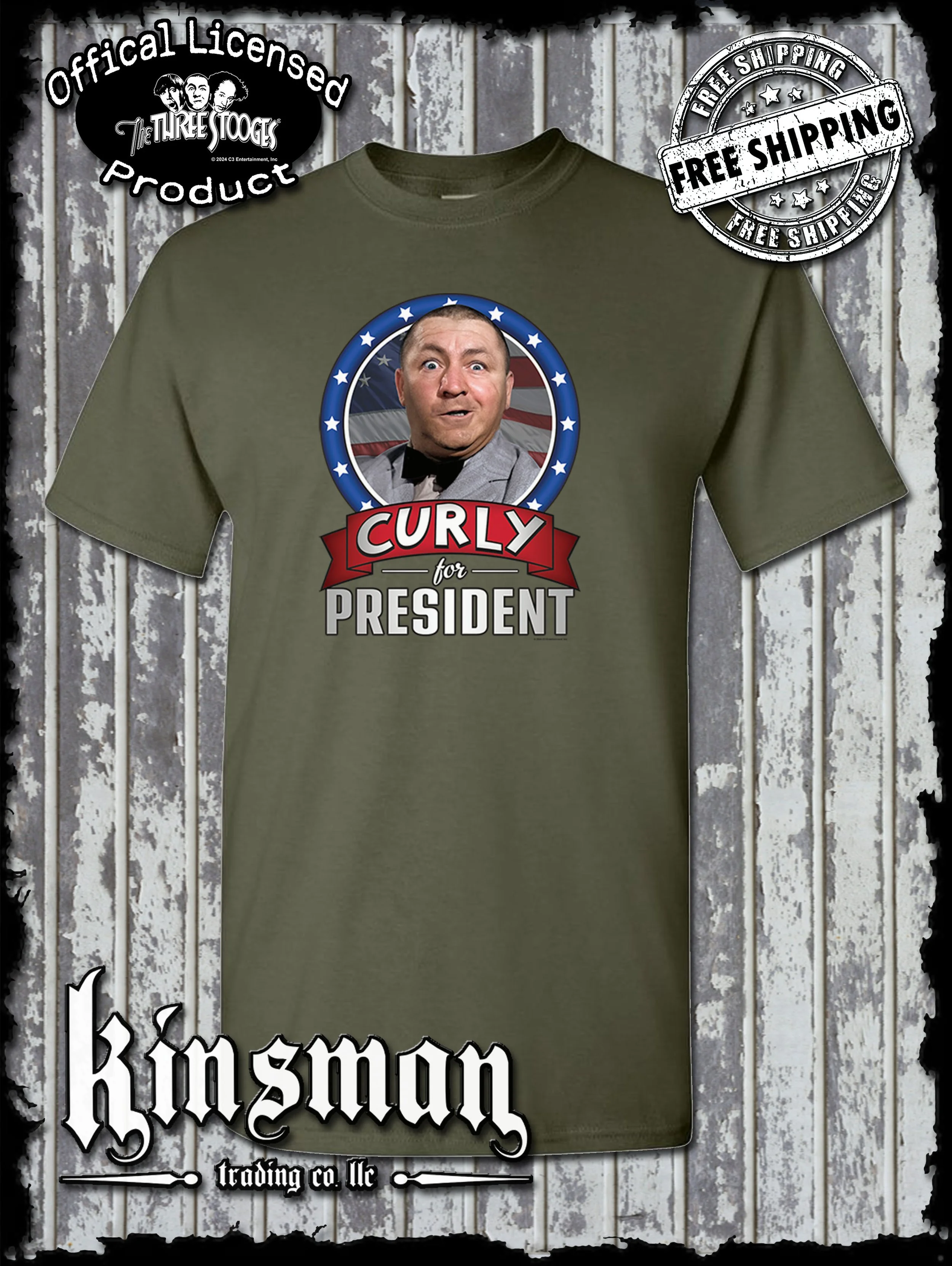 Curly President Shirt Military.jpg