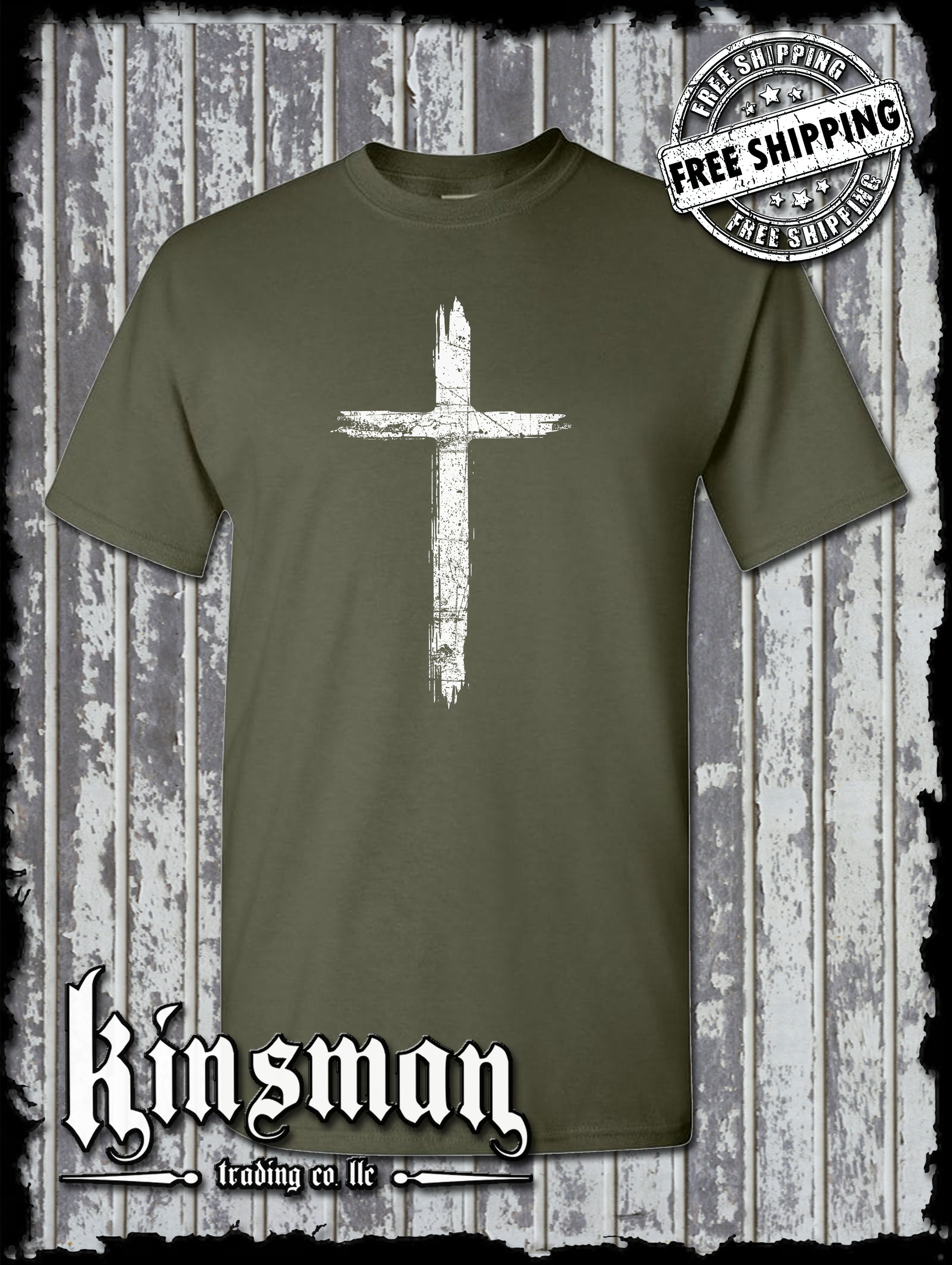 Cross Distressed Shirt Military Green.jpg