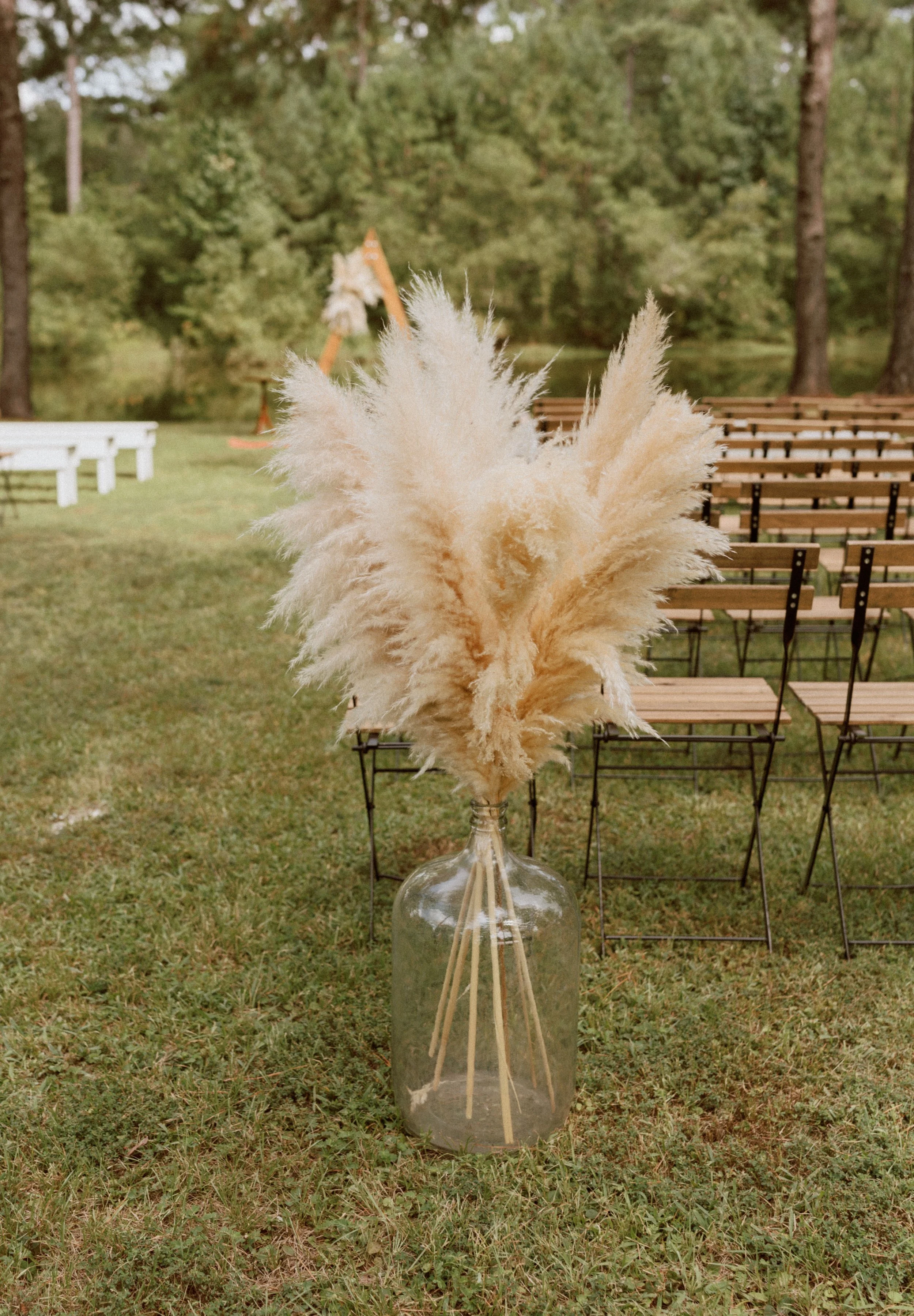 Antique Glass Jug with Pampas Grass