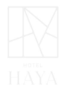 Logo for Hotel Haya, featuring a stylized geometric design and the text 'HOTEL HAYA' below.