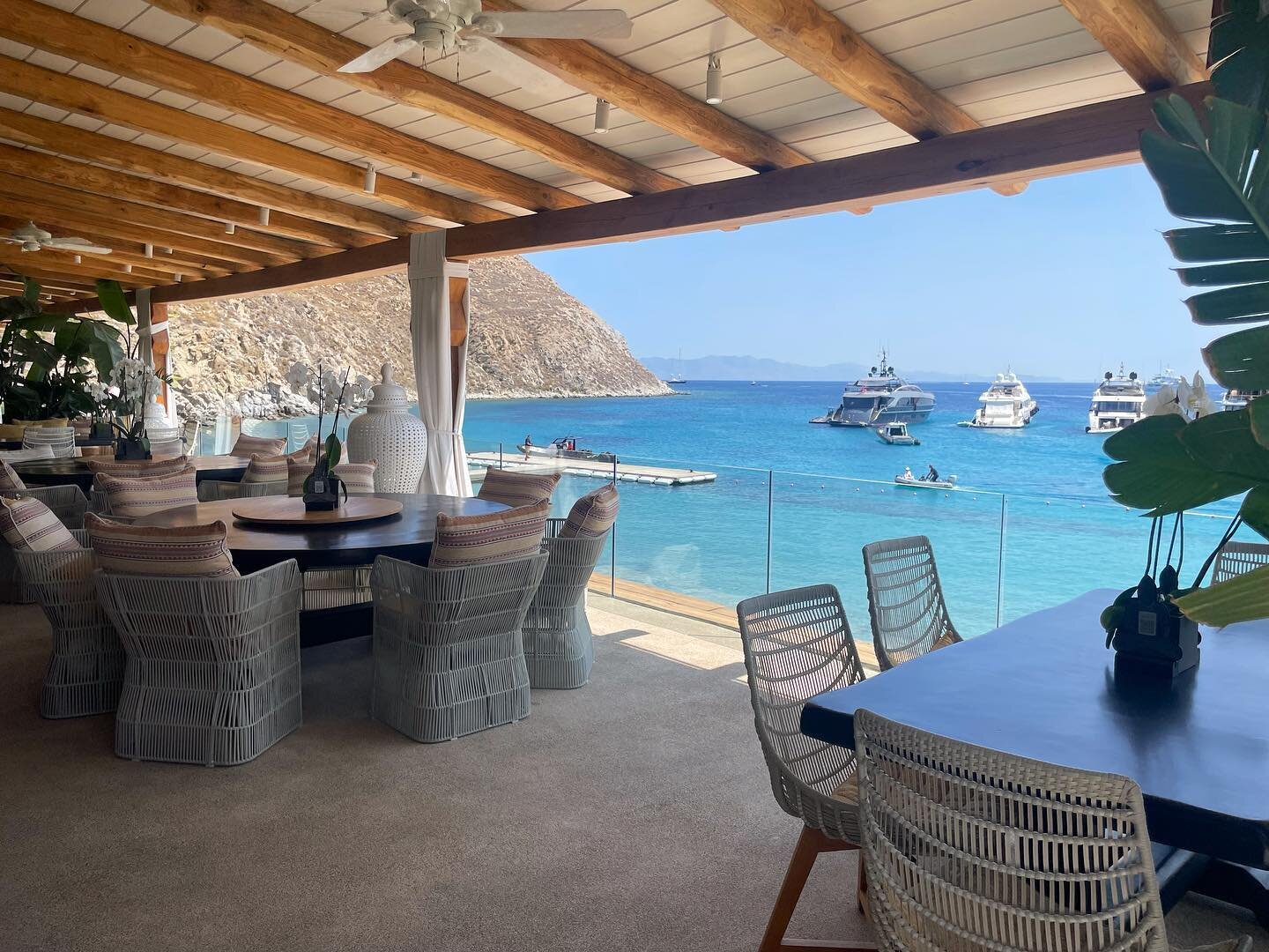 This view just keeps getting better and better! Can I just stay from lunch to dinner? 💙 #buddhabarmykonos #santamarinamykonos #mykonos #greece