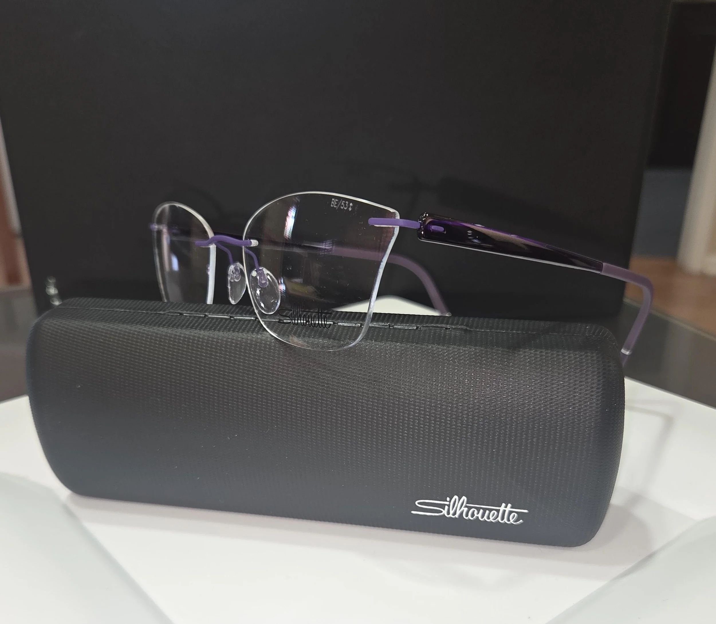 Silhouette purple frame on its case
