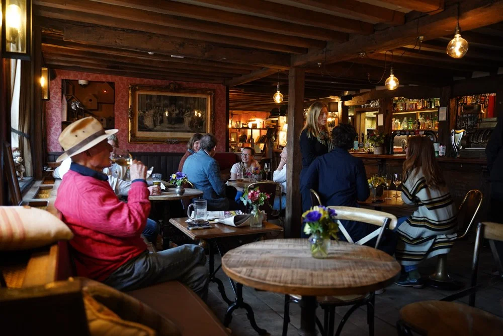 Socialising in the bar at The Bell amongst some of our regulars.
