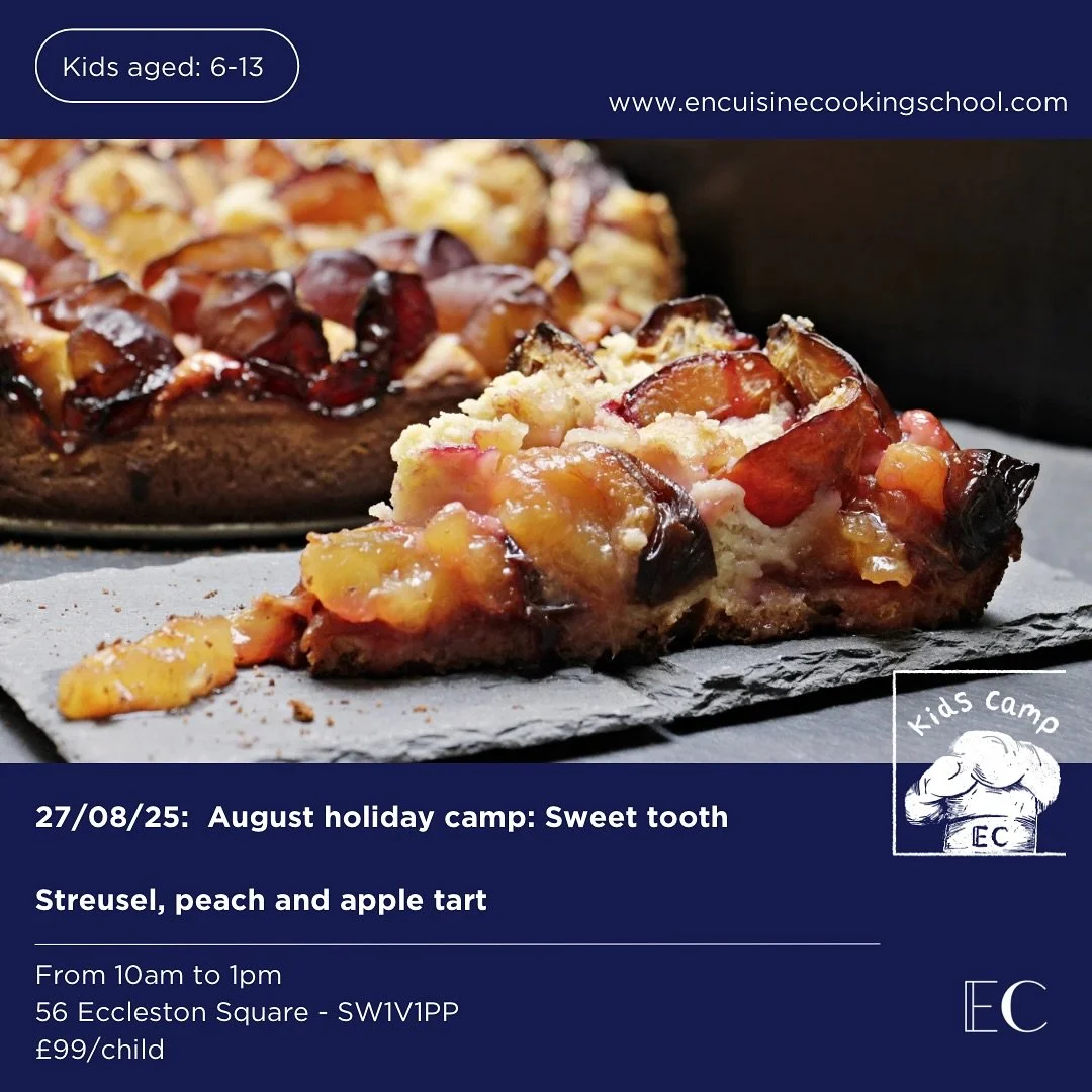 28/08: Baking day

A 3 hour baking experience where your children (6-12 years old) learn to make:
	&bull;	A flaky, all-butter pie crust
	&bull;	A juicy, perfectly thickened peach filling
	&bull;	A traditional German-style streusel topping

Drop off c