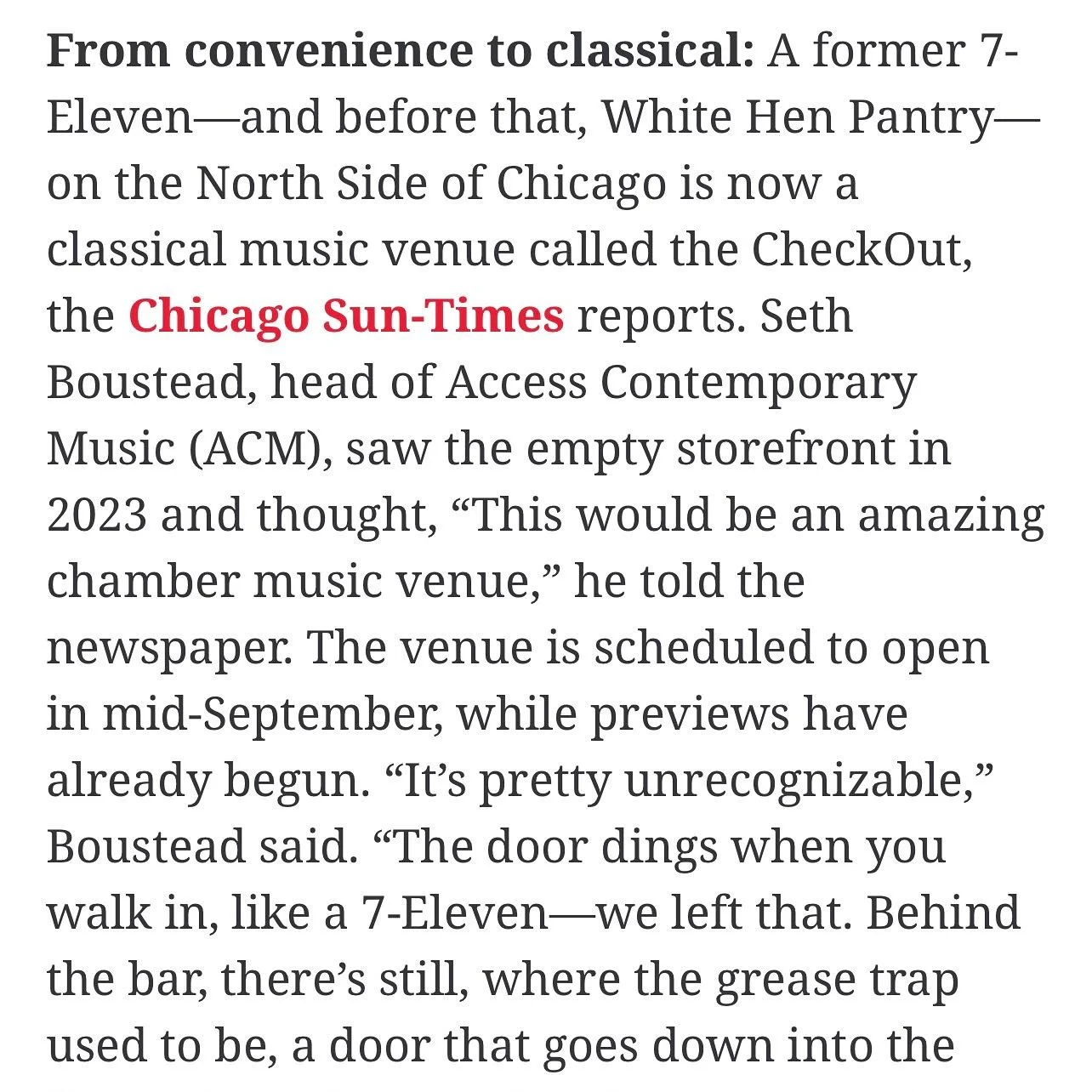 At The Silverman Group, we&rsquo;ve had clients featured in publications from The Chicago Tribune to The Wall Street Journal, but this is our first time in Convenience Store News! @acmchicago &lsquo;s new live-music venue is opening this September in