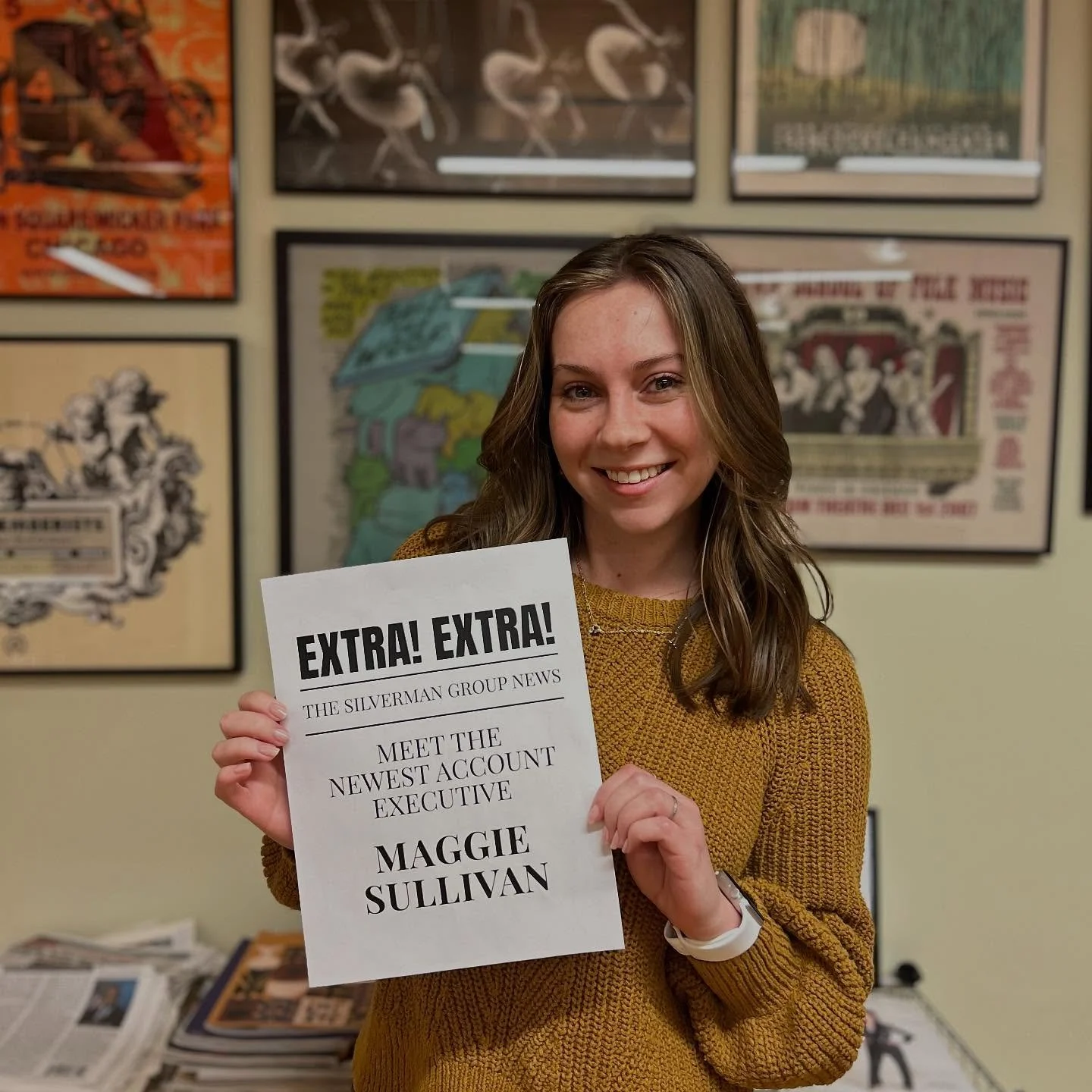 Extra extra - read all about it, fresh off the press! 🗞️ Congrats to Maggie on her promotion to Account Executive! We&rsquo;re so proud of her! 🎉