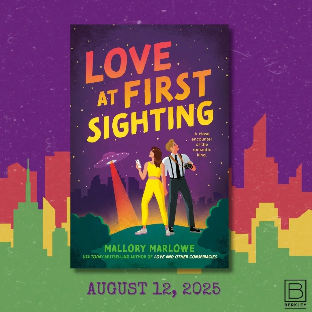 I'm thrilled to help @berkleyromance and @mallorymarlowewrites release the cover of Mallory's second book, LOVE AT FIRST SIGHTING. It releases on August 12, 2025.

A chance at love might not be out of this world in the next romantic comedy from USA T