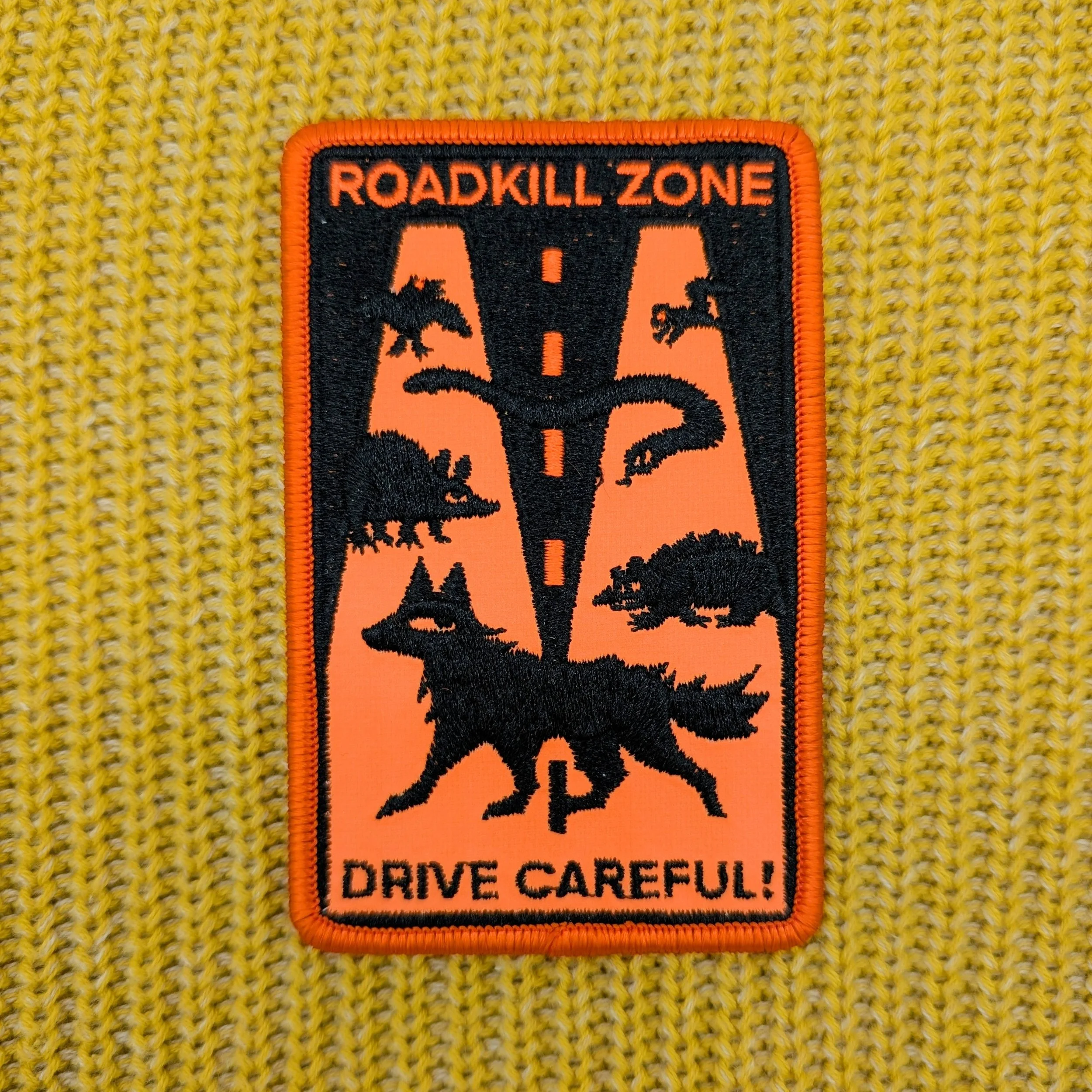 ROADKILL ZONE Reflective Iron-On Patch