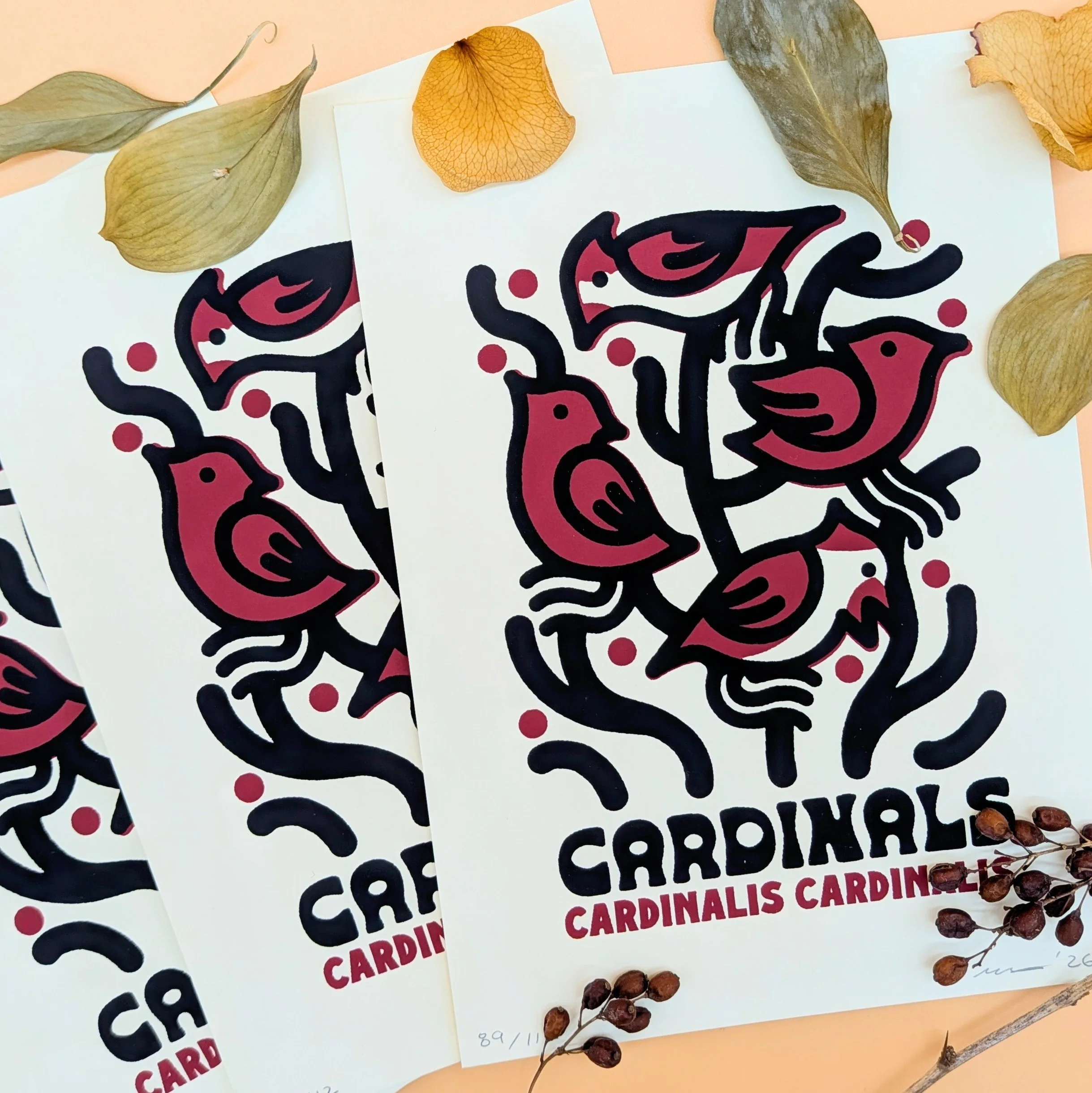 Cardinals Silkscreen Print