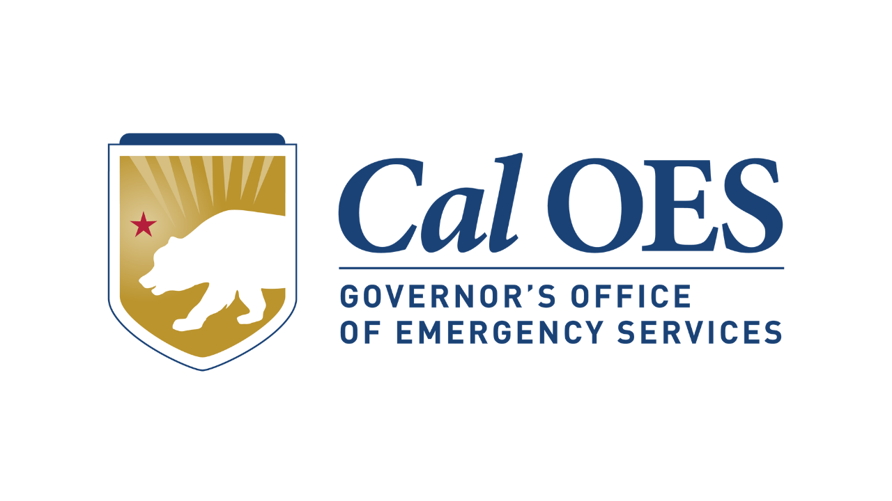 Logo of the California Office of Emergency Services featuring a bear silhouette, a red star, and golden rays, with text indicating 'Cal OES' and 'Governor's Office of Emergency Services'.