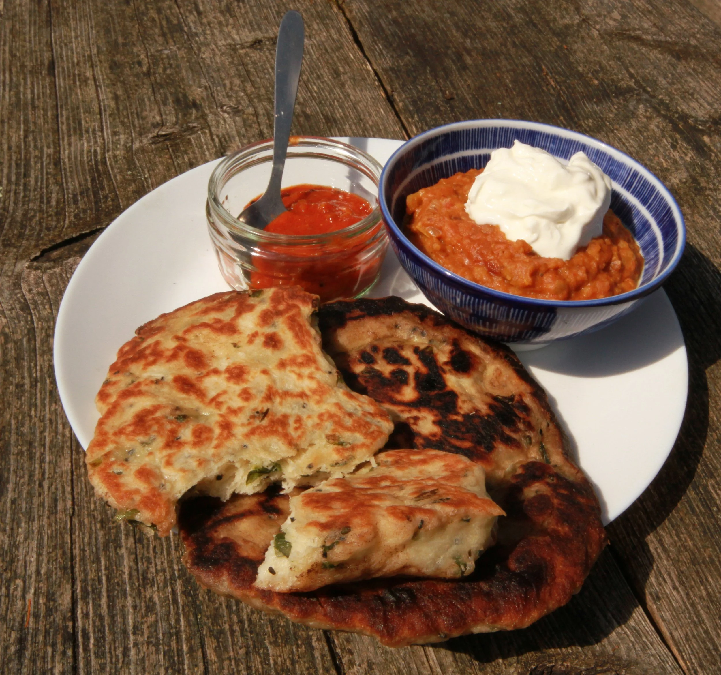 Wild garlic naan