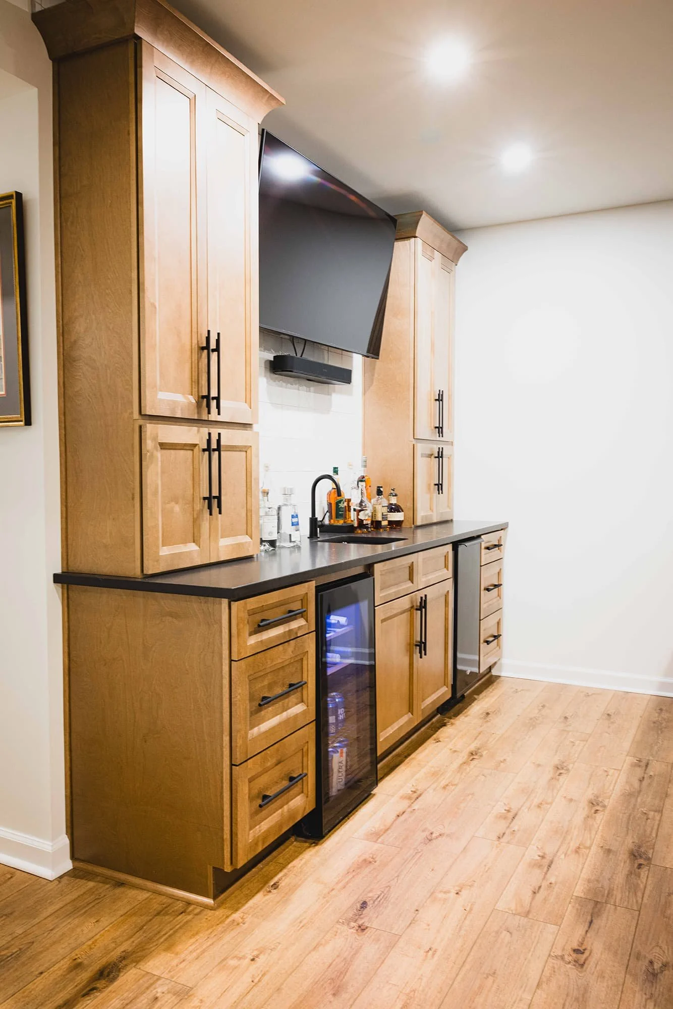 Wet Bar in Basement Renovation by BGR Design + Build