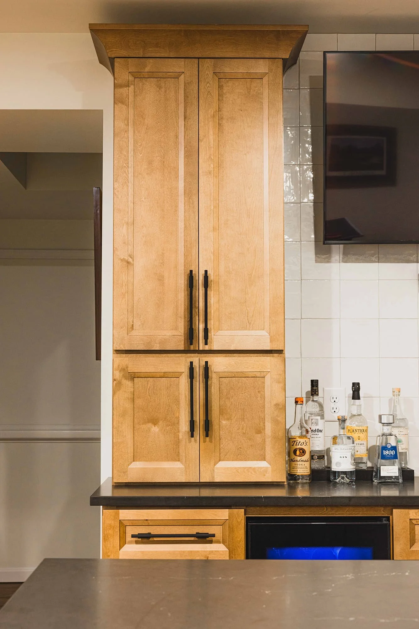 Wet Bar in Basement Renovation by BGR Design + Build