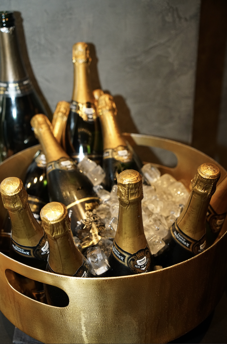 Champagne on ice at Class Act's one-year anniversary party.