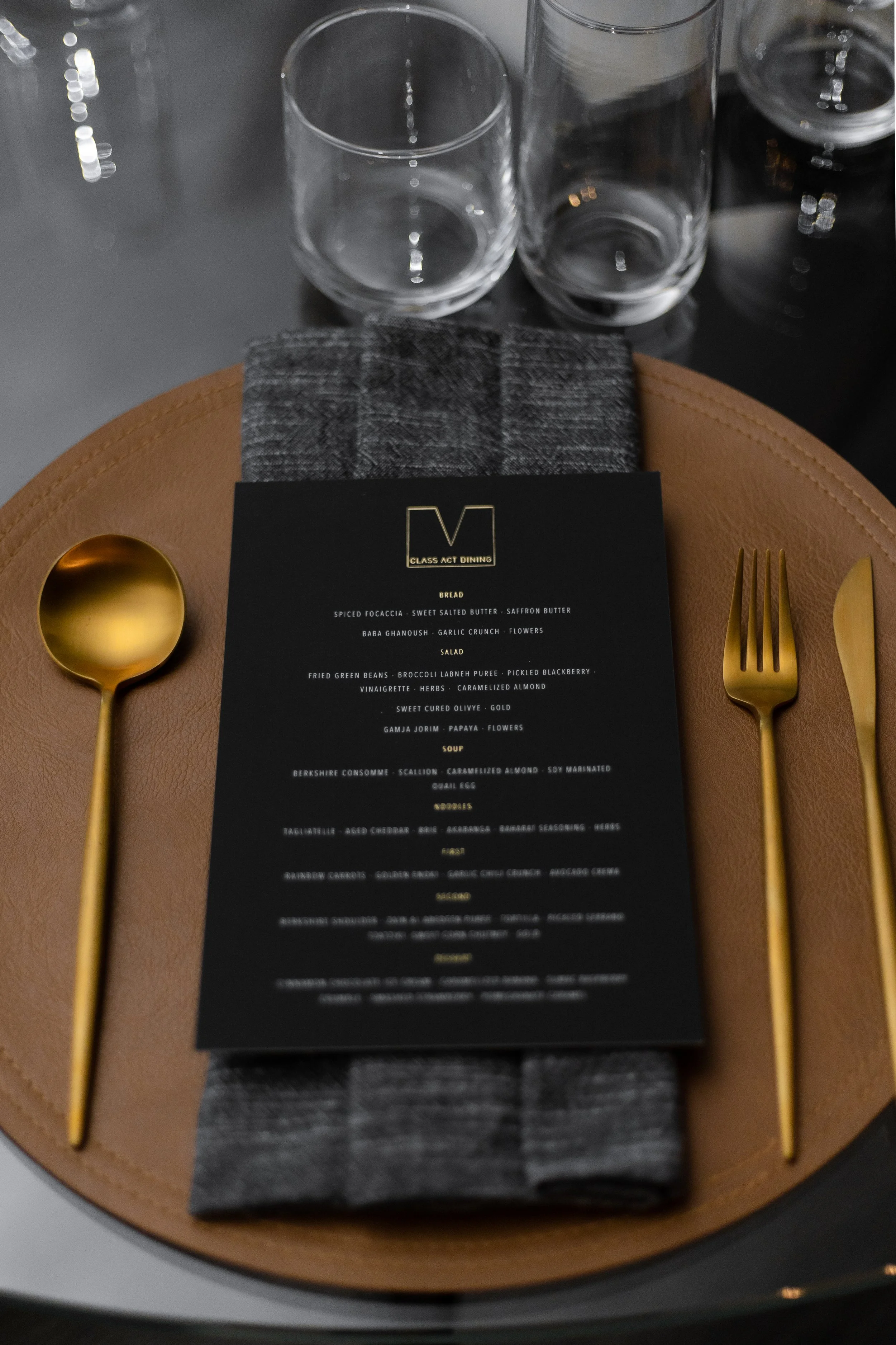 Original Class Act menu