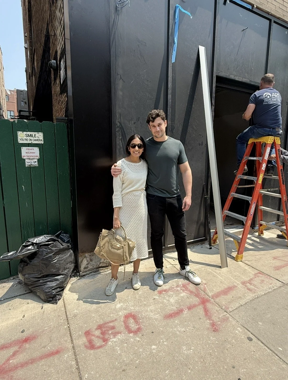 Shreena Amin and Nicolai Mlodinow outside 1737 N Damen, the future home of Class Act.