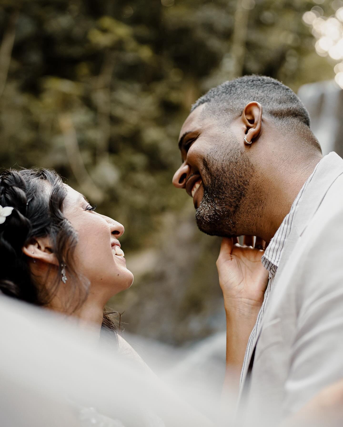 The sun peeked over the lush green mountains, creating a soft golden glow over the peaceful waters of the Gozalandia waterfalls. It was a beautiful morning, perfect for an intimate elopement between two souls deeply in love. A + W stood hand in hand,