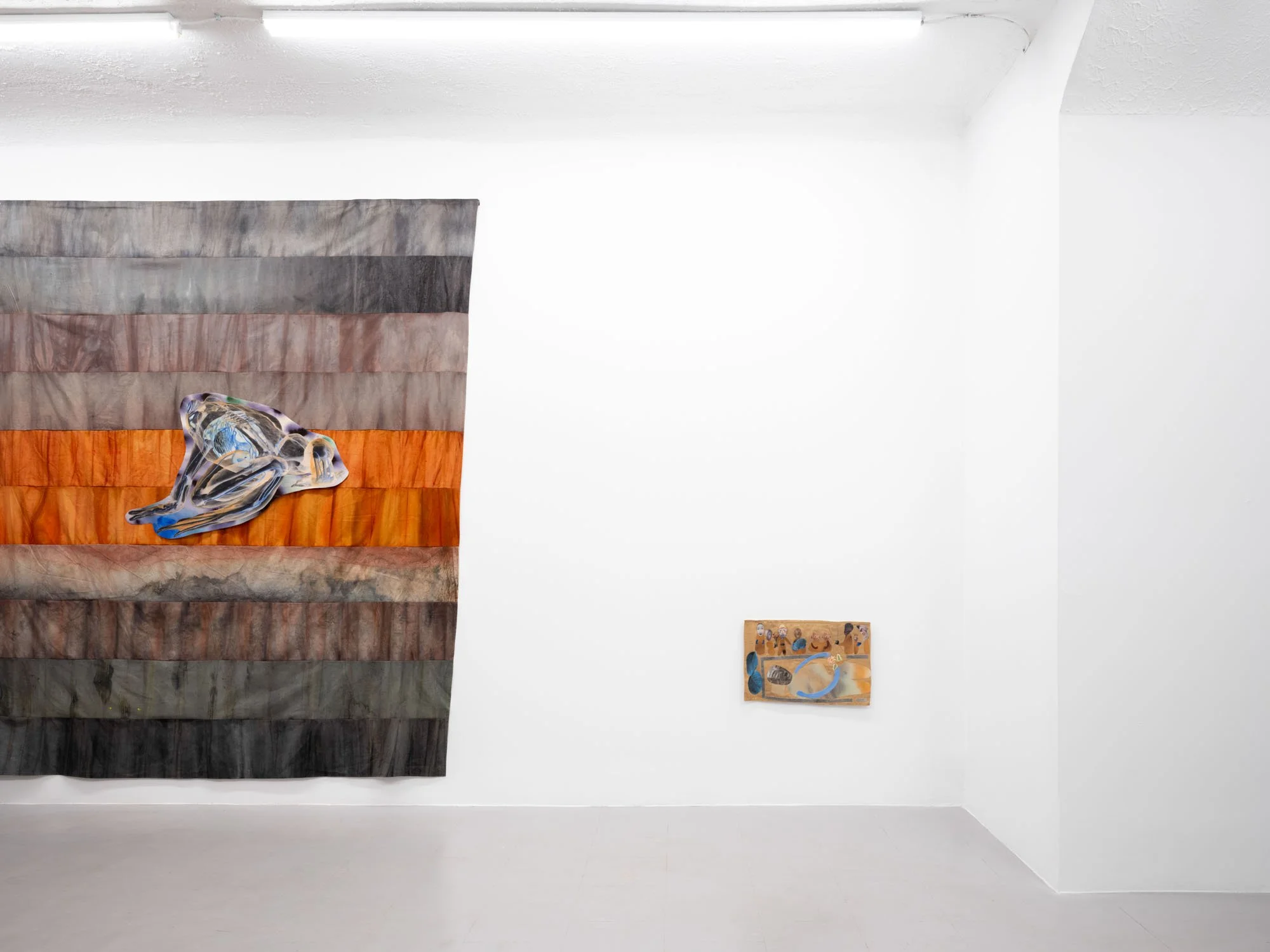 Gala Berger, "The Wake" (2024), sublimation on fabric and cotton on fabric. 15'' x 23''.