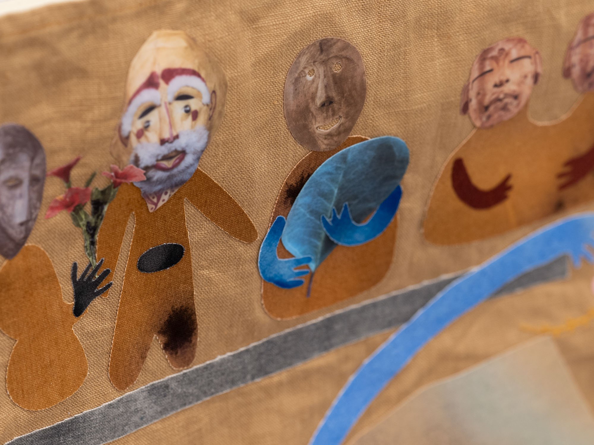 Gala Berger, "The Wake" (2024), sublimation on fabric and cotton on fabric. 15'' x 23''.