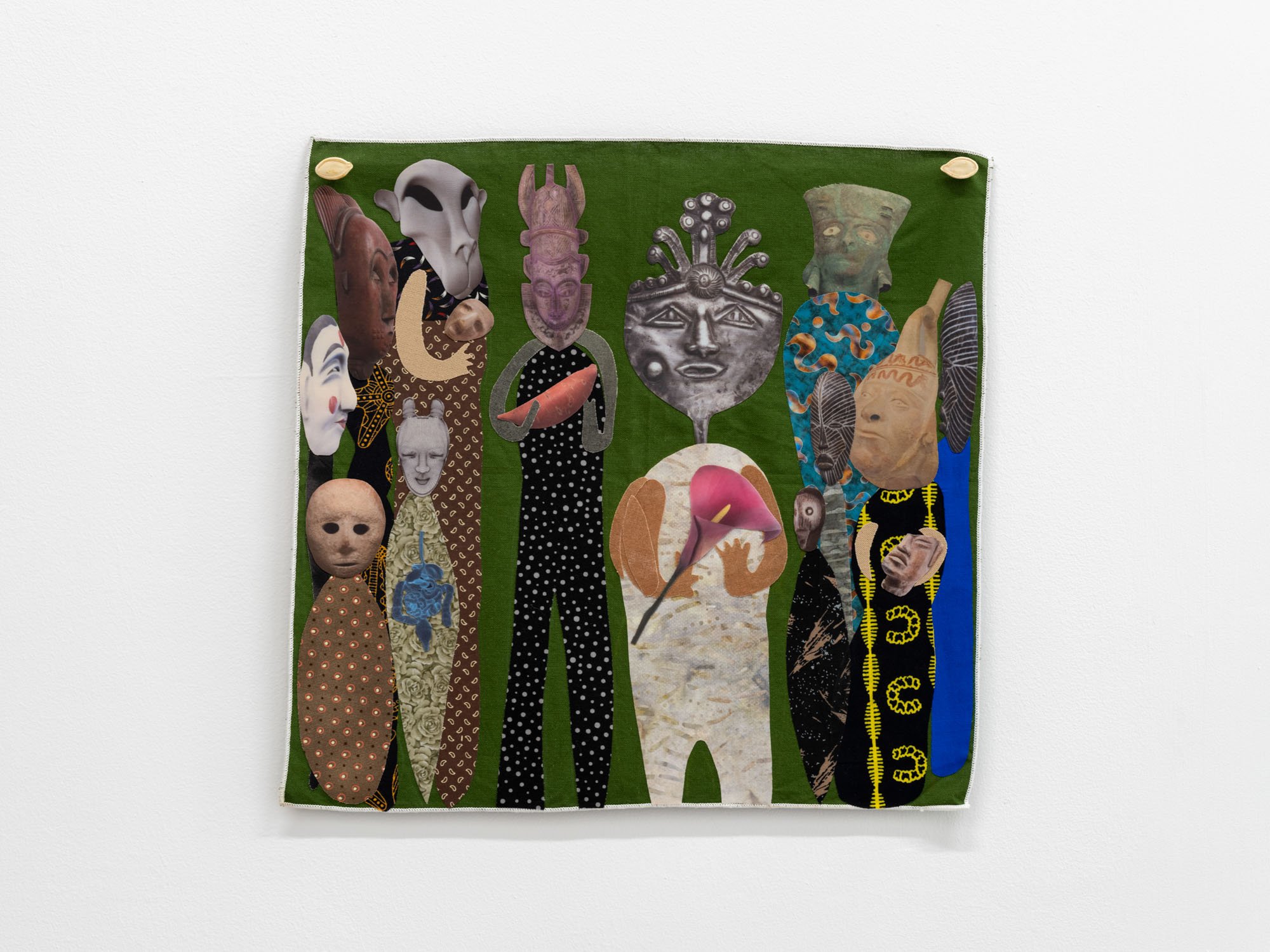 Gala Berger, "Together" (2024), sublimation on fabric and cotton on fabric. 15'' x 15''.