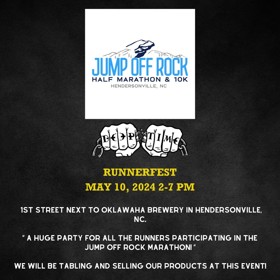 Join us at Runnerfest this FRIDAY from 2-7PM! Located on 1st Street next to Oklawaha Brewery in Hendersonville, NC - Get ready for a huge celebration for all the runners participating in the Jump Off Rock Marathon! Swing by our table where we&rsquo;l