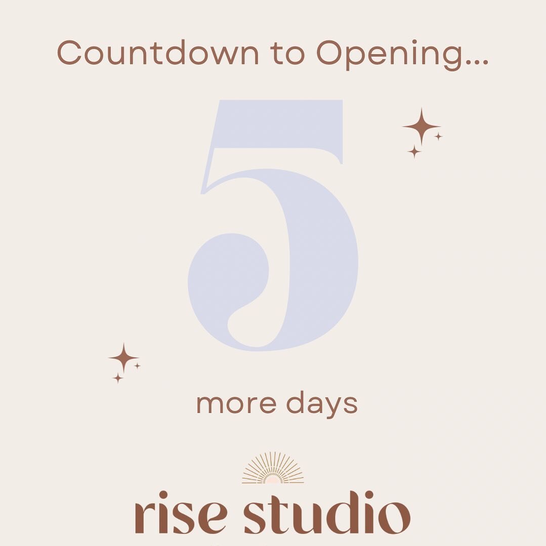 Only 5 days left until we open our doors! 🎉 Have you booked your spot in class yet? Secure your spot now and get ready to experience the magic of Rise Studio. Plus, be sure to stop by our studio for some exclusive in-studio deals you won&rsquo;t wan