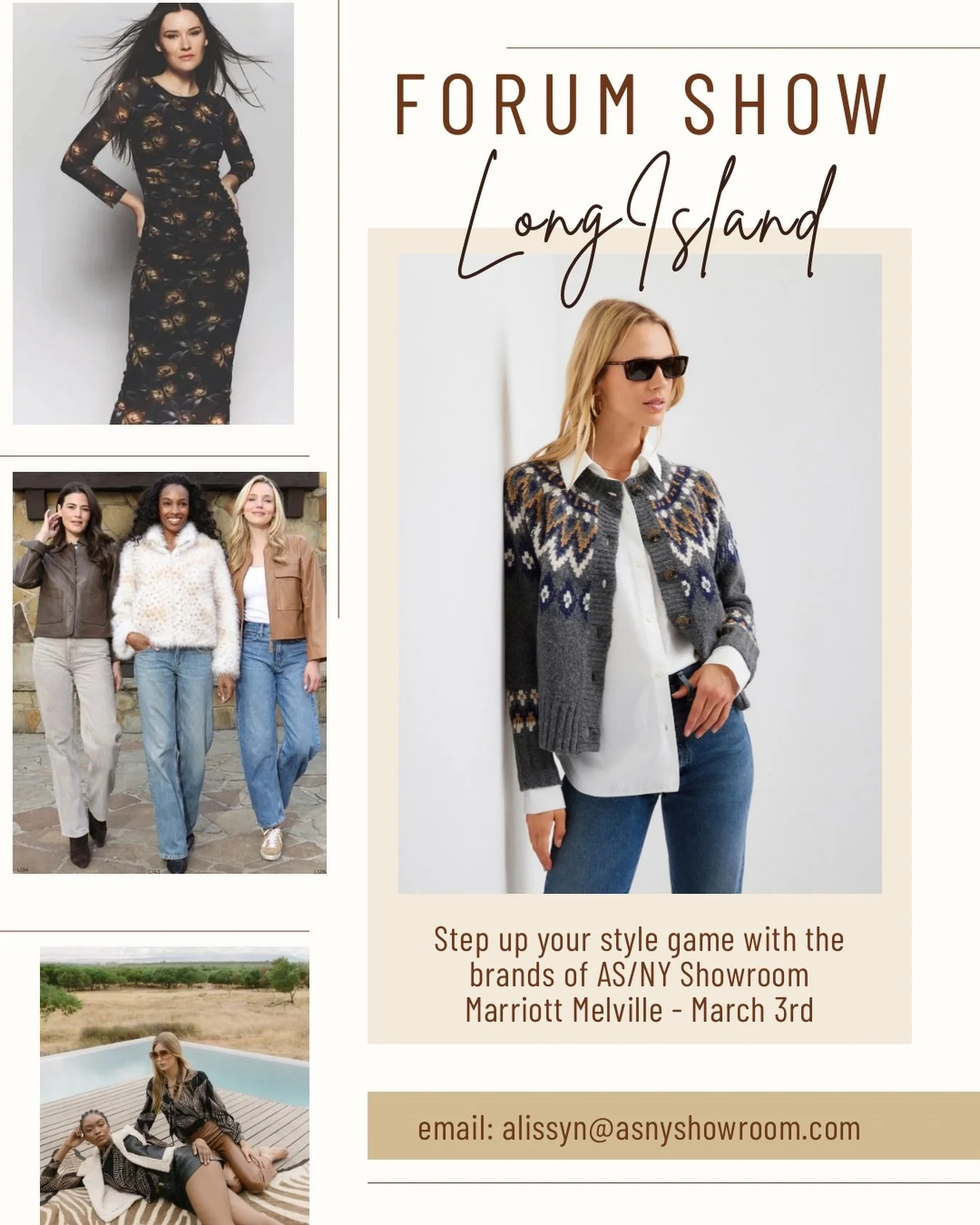 The blizzard may have been intense, but our fall fashion game is stronger! 💪 Missed us at Coterie and Brand Assembly? Catch us at @theforumroadshow Long Island on March 3rd, where we'll be showcasing @asnyshowroom's must-see collections! ⏰ Book now!