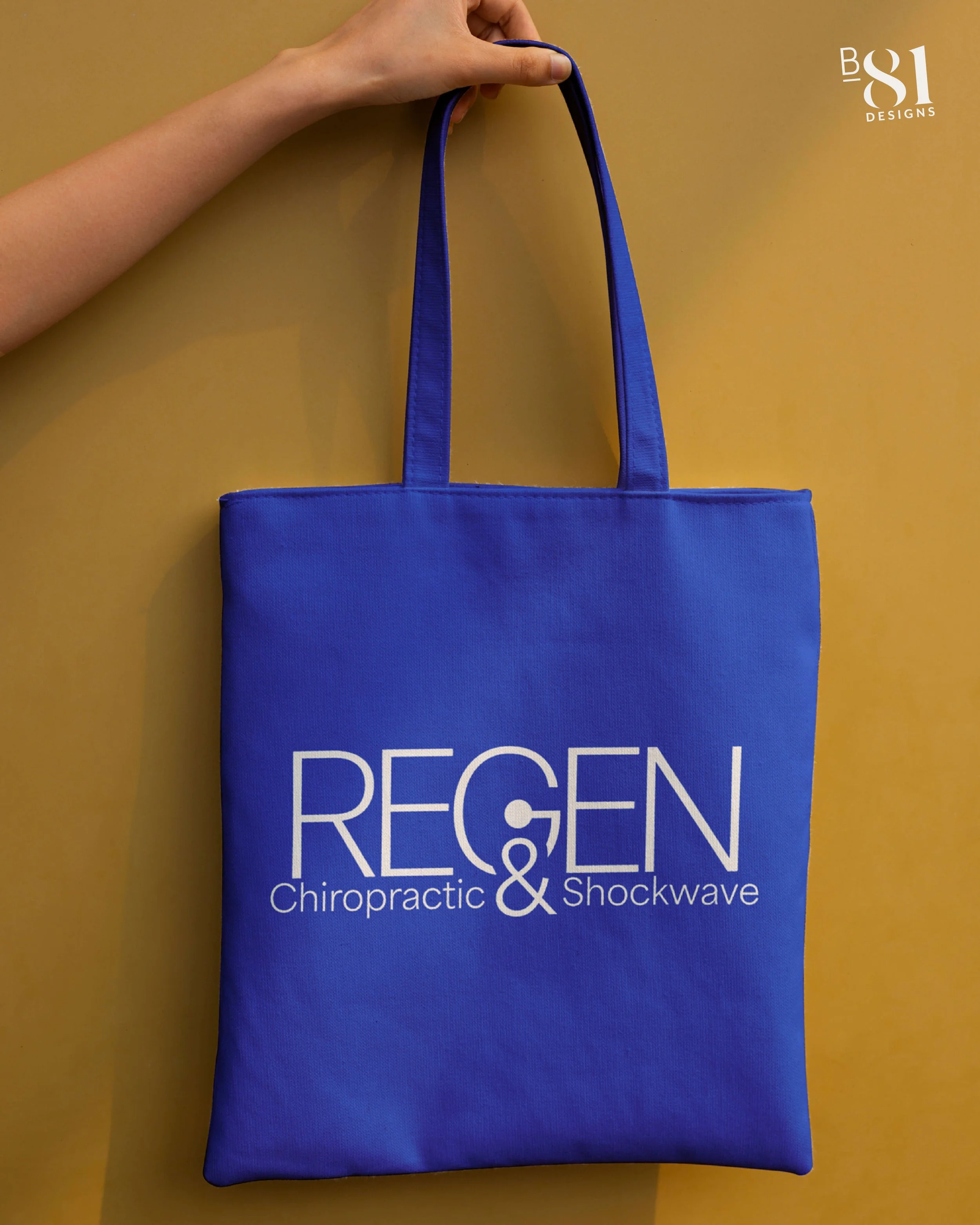 Regen Chiropractic & Shockwave branded tote bag featuring the new logo