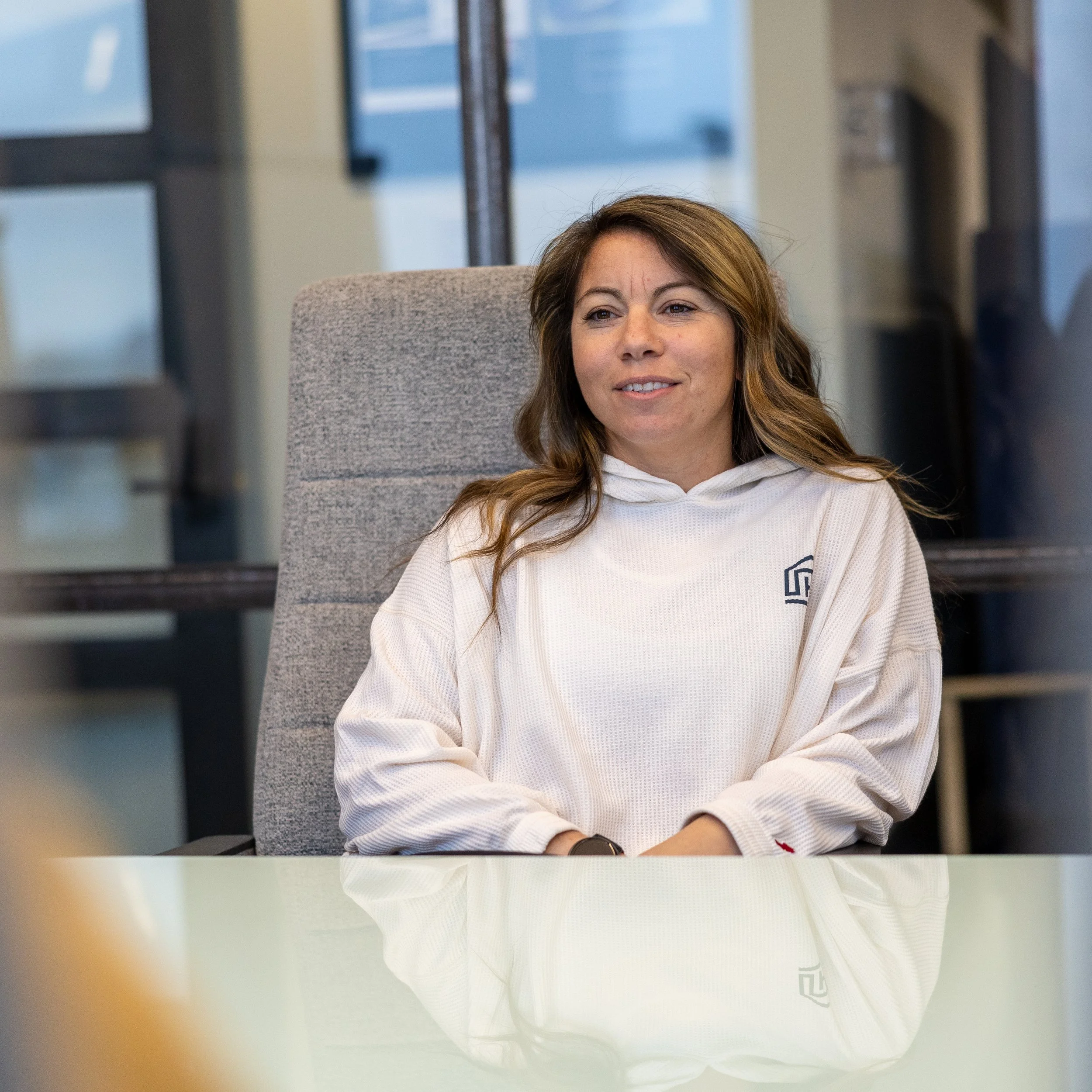 Ladies Waffle Hoodie [White]