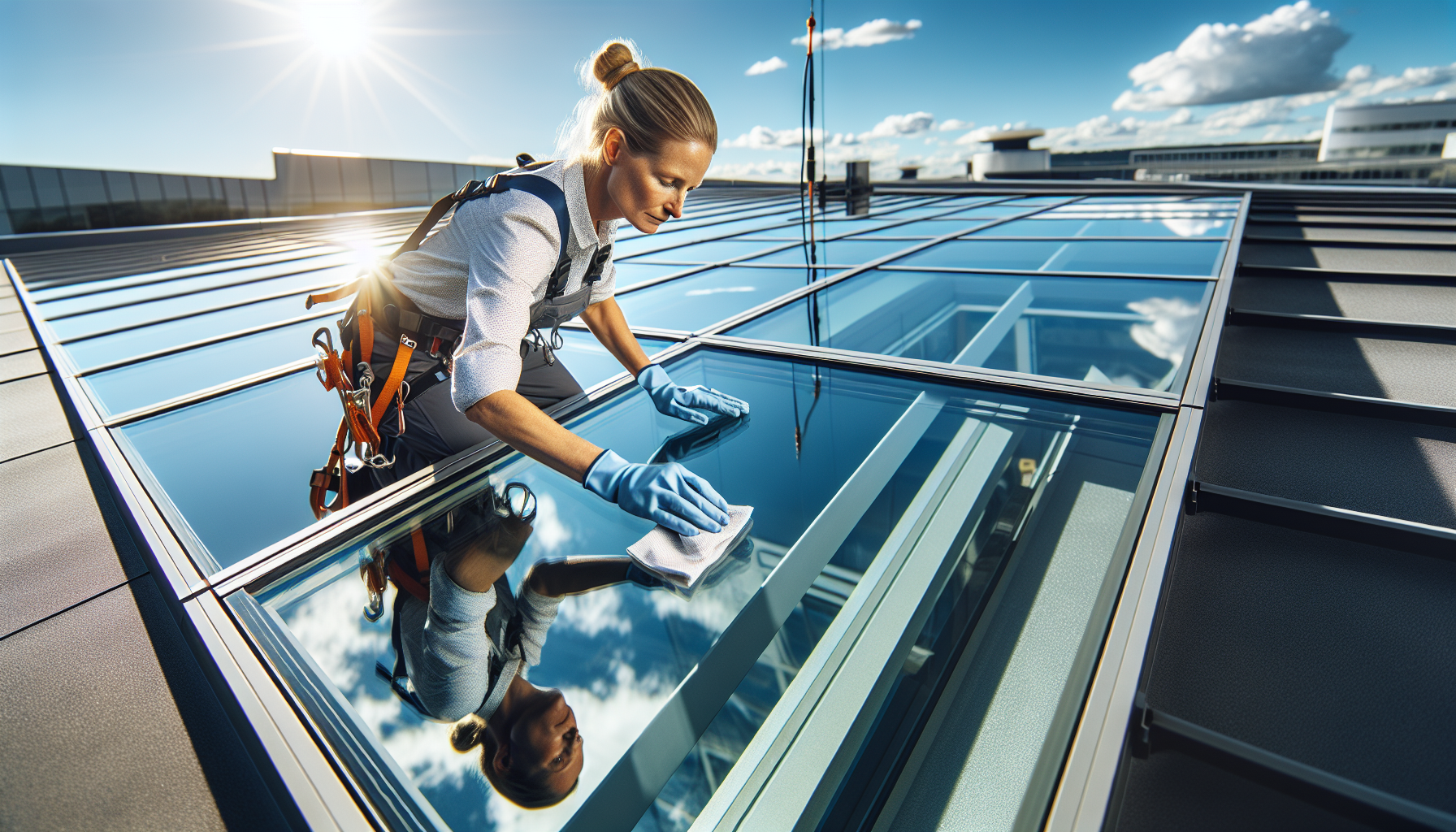 Cleaning and inspecting skylight for maintenance