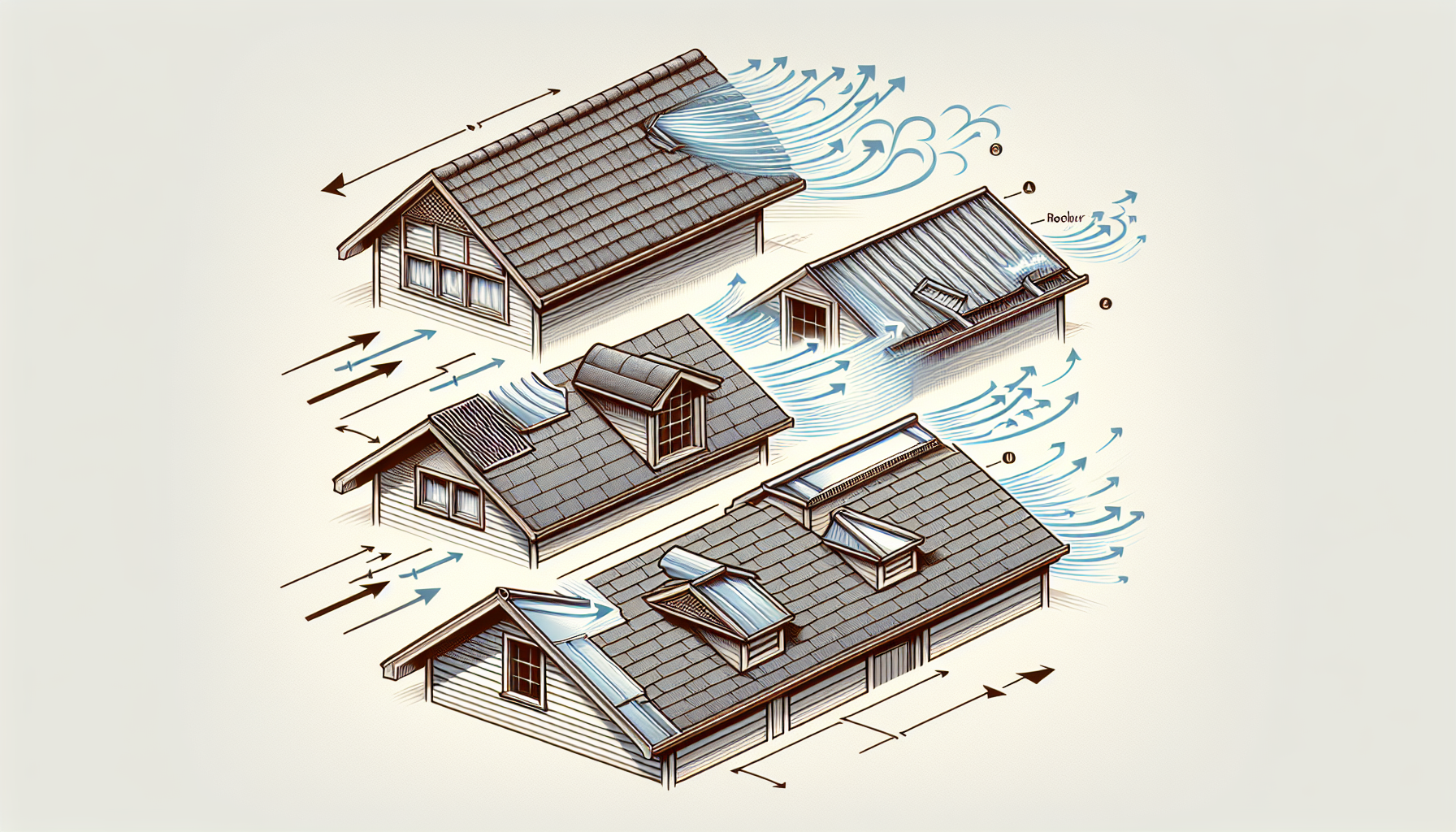 Various types of roof vents