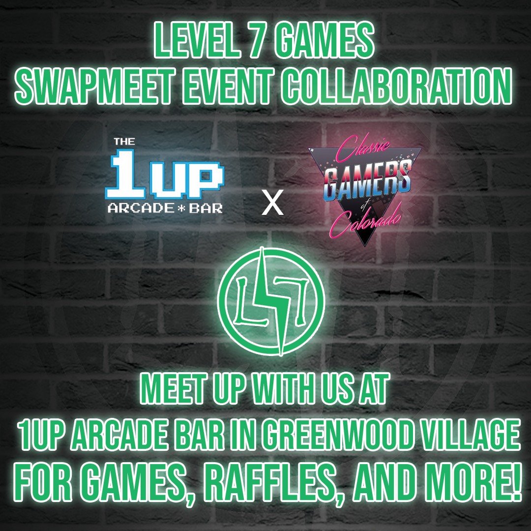 Come meet up with us at 1Up Arcade &amp; Bar in Greenwood Village for the Classic Gamers of Colorado Swap Meet! We'll be there to cheer on our classic gamers as they compete in a Galaga High Score Tournament! Swing by our table to participate in triv