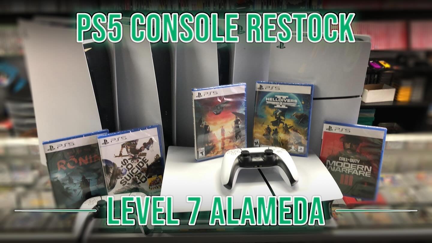 Wanna play these hot new releases? We&rsquo;ve got you covered. Stop by Level 7 Alameda today and pick up your PS5 or PS5 Slim and fuel your gaming passion! 

$450 PS5 
$460 PS5 Slim 

2385 W Alameda Ave.
See you soon 😉

#playstation #ps5 #sony #gam