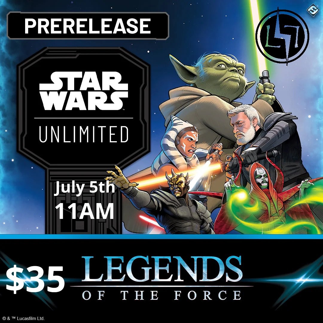 🚀Come to Level 7 Games 84th for the Star Wars Unlimited: Legends of the Force Pre-Release Event! Be among the first to experience the next thrilling set in the Star Wars Unlimited TCG with exclusive cards and epic battles!🛸
📍 Location: 8410 Umati